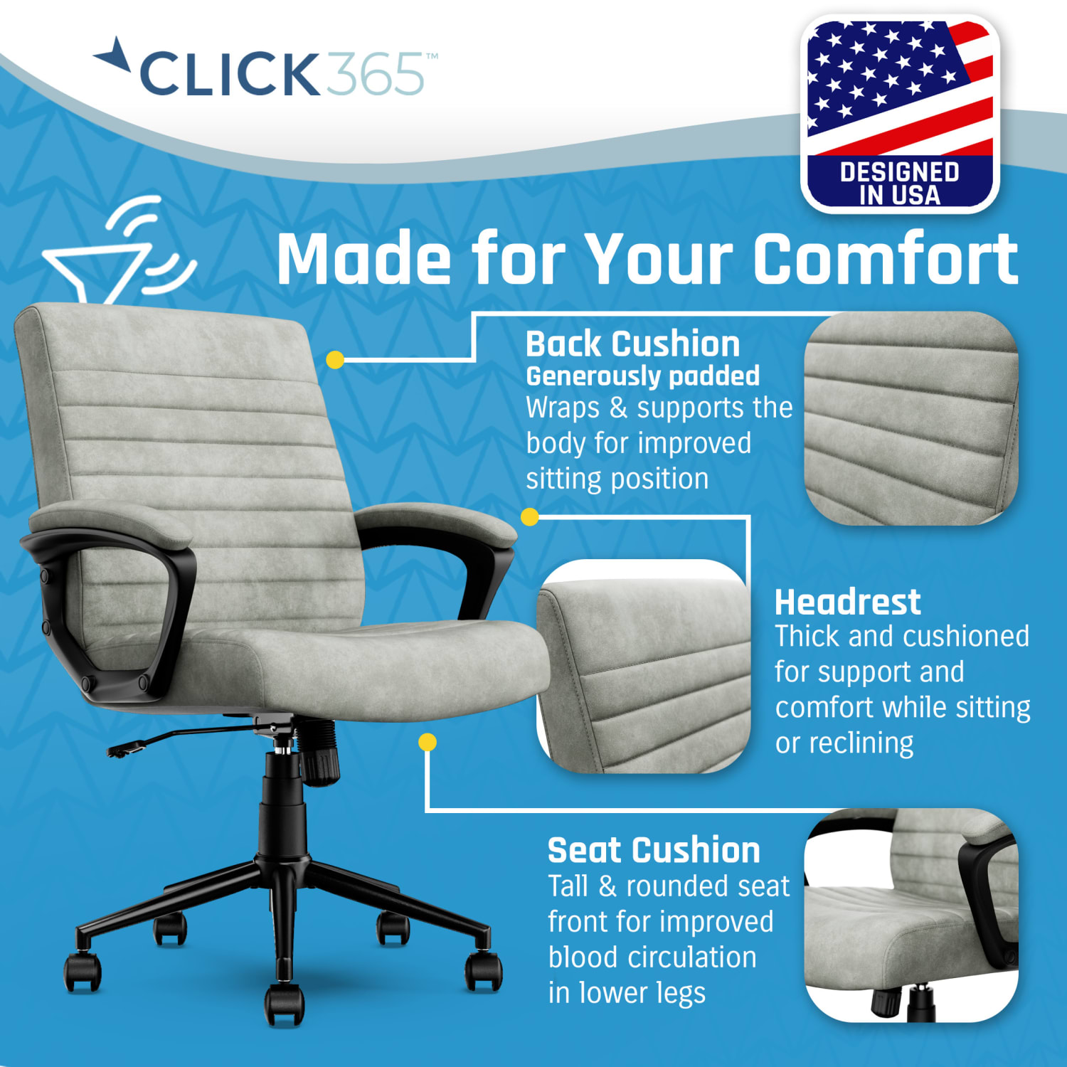Click365 Transform 30 Ergonomic Vegan Leather MidBack Managers Chair Gray PopularChairscom Click365 Transform 30 Ergonomic Vegan Leather Mid Back Managers Chair Gray PopularChairscom