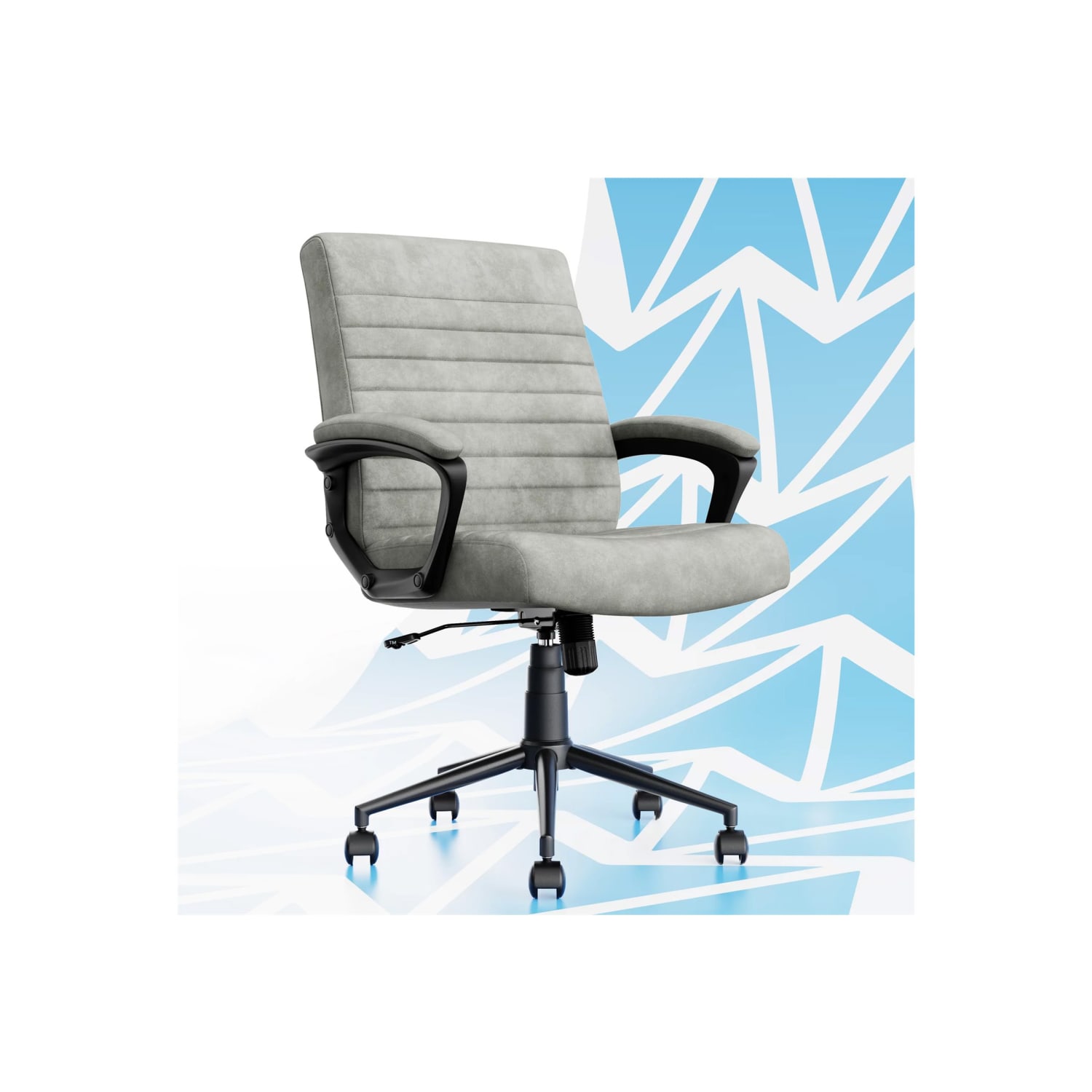 Click365 Transform 30 Ergonomic Vegan Leather Mid Back Managers Chair Gray PopularChairscom