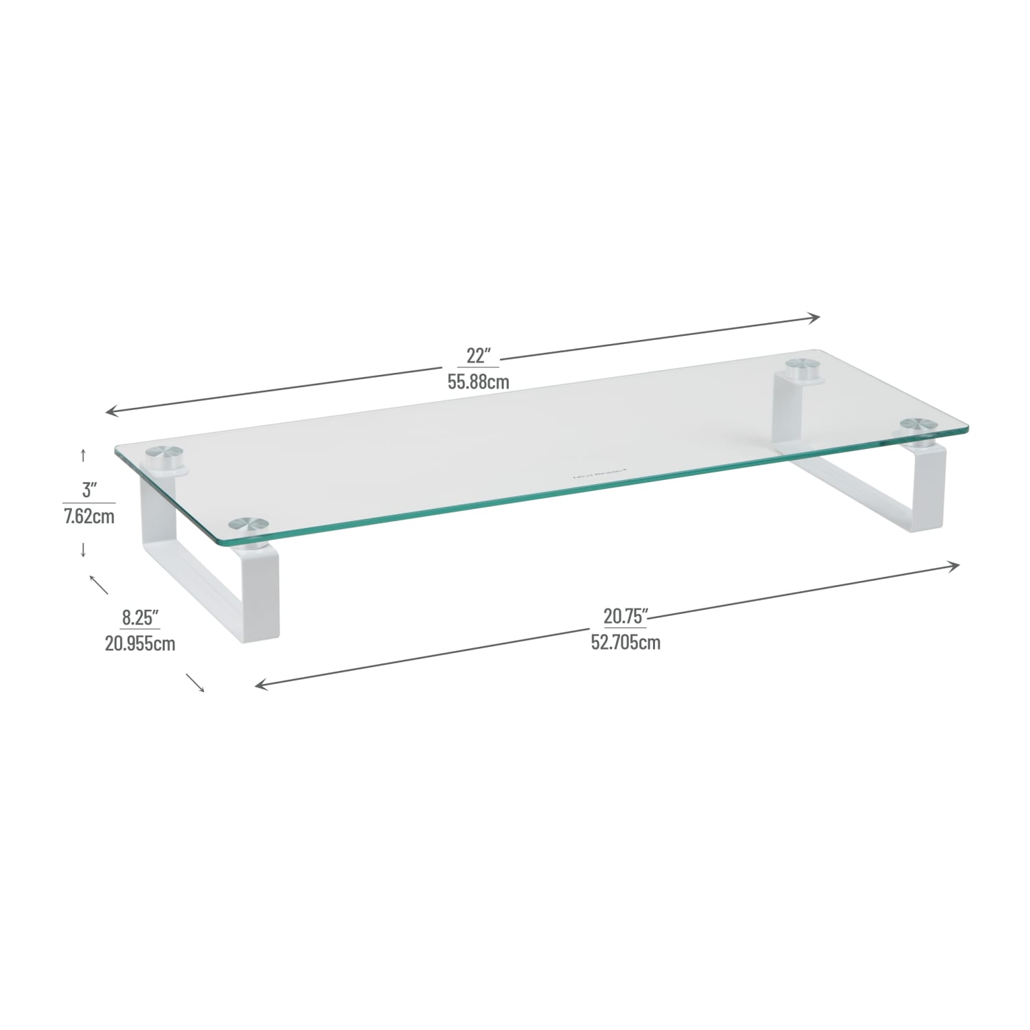Mind Reader Glass Desktop Monitor Stand Riser for Computer, Laptop, Desk, 3inH x 22inW x 8-1/4inD, Clear - Image 4