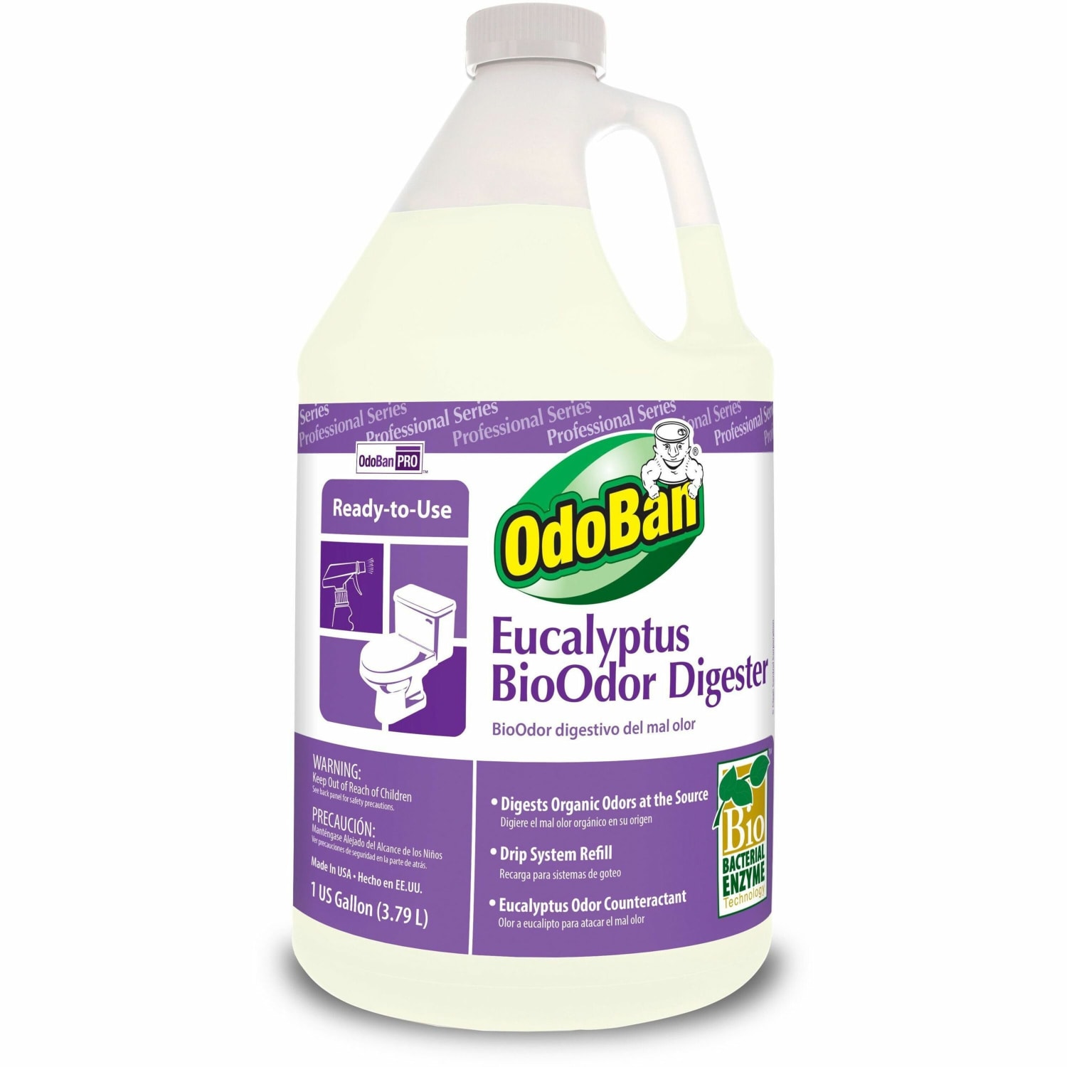 OdoBan Eucalyptus BioOdor Digester Refill, Floral Scent, 128 Oz Bottle - Image 3
