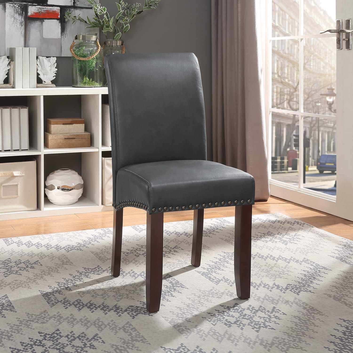 Office Star Parsons Faux Leather Dining Accent Chair Antique BronzePewter PopularChairscom