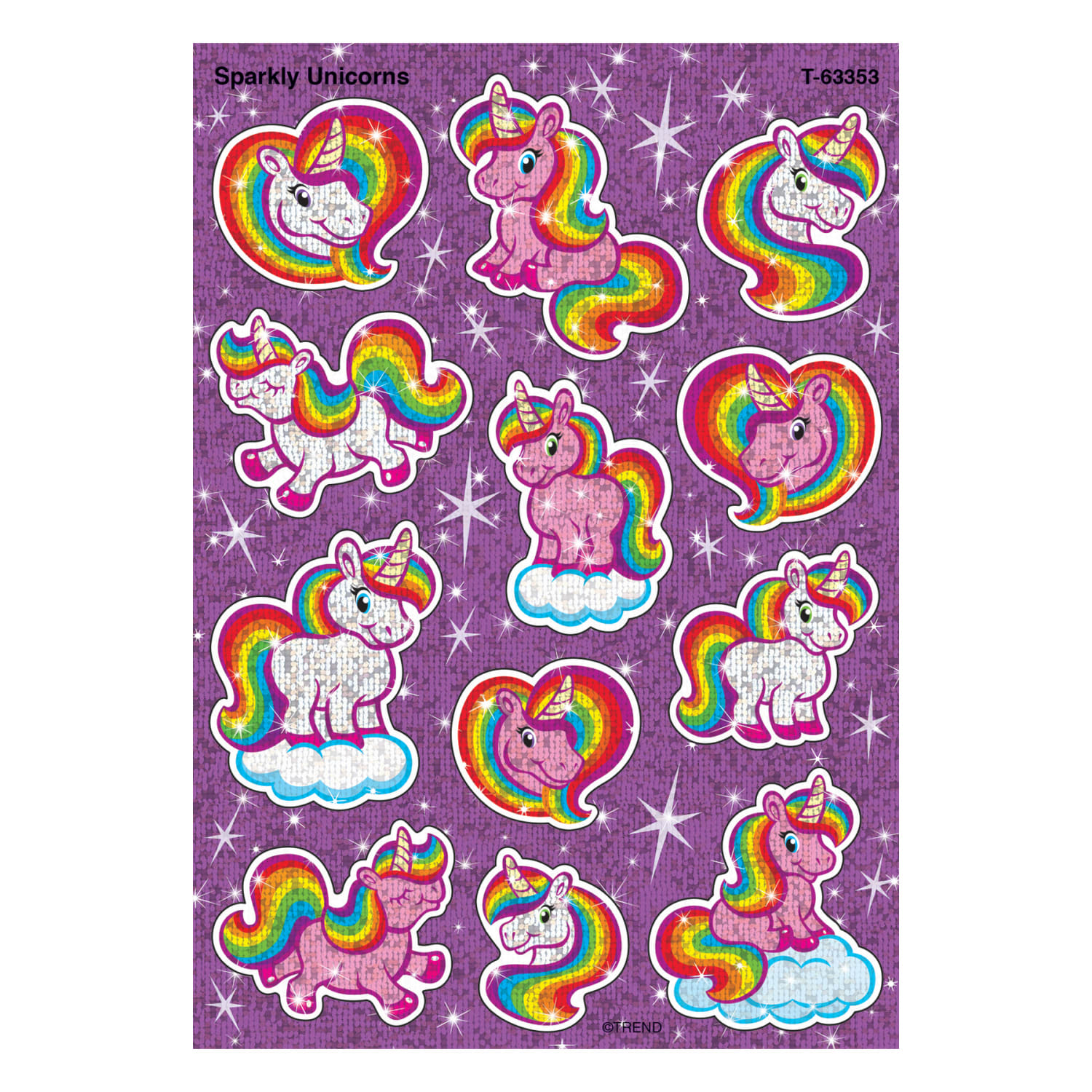 Trend Sparkle Stickers, Sparkly Unicorns, 24 Stickers Per Pack, Set Of 6 Packs - Image 3