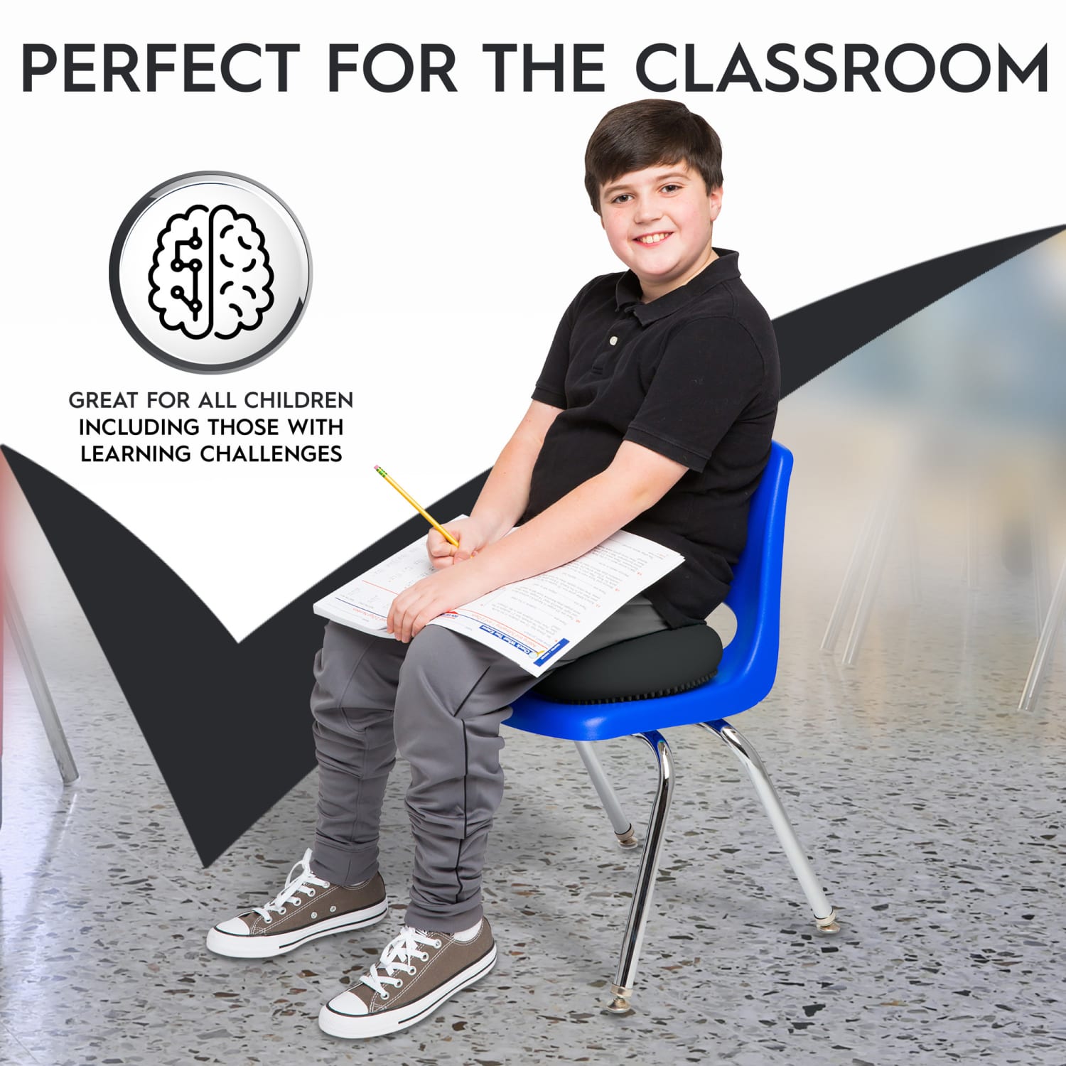 Bouncyband Big Wiggle Seat Sensory Cushion 13in Dark Gray PopularChairscom
