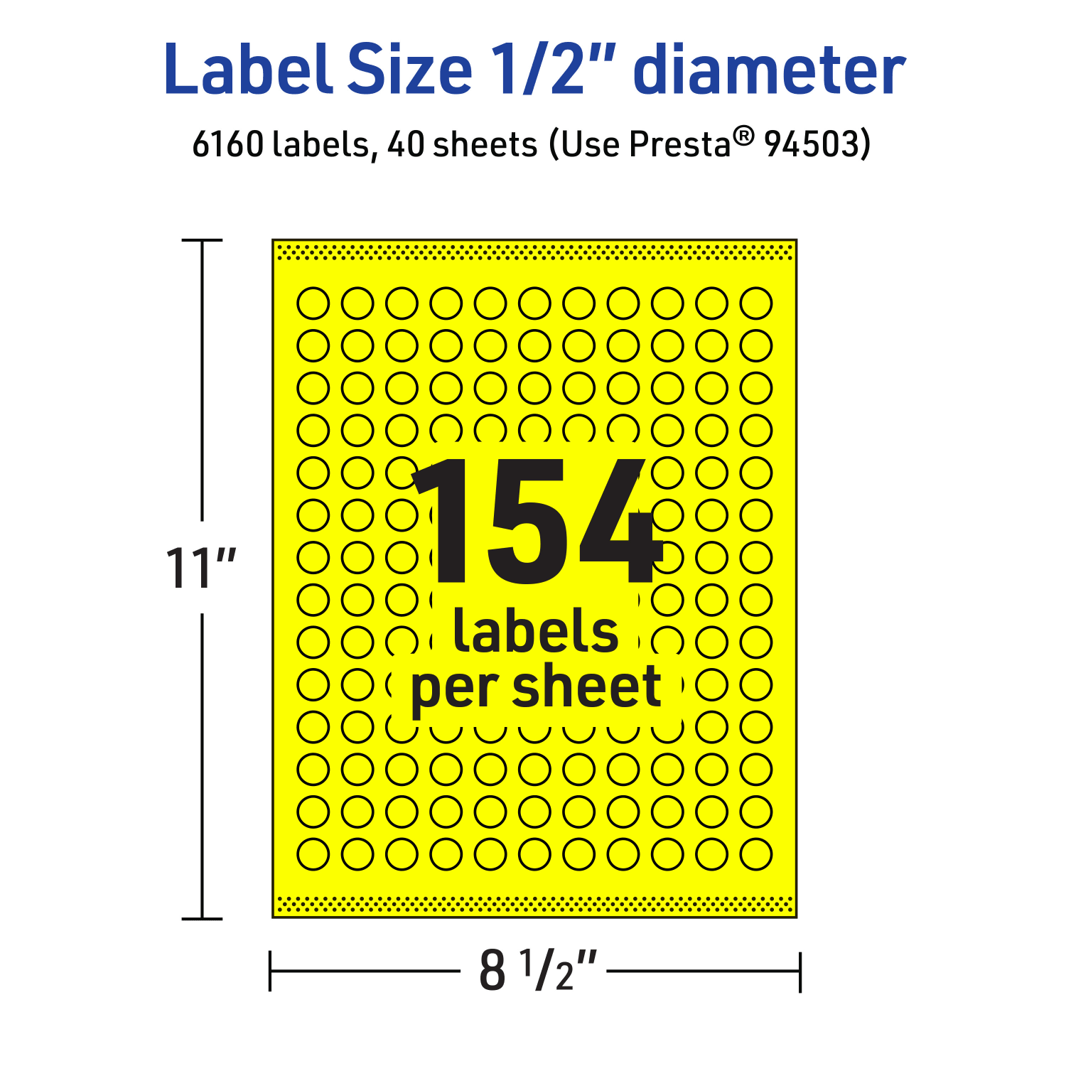 Avery Print-To-The-Edge Labels With Sure Feed Technology, 94503-NYP40, Round, 1/2in, Matte Neon Yellow, Pack of 6160 - Image 6