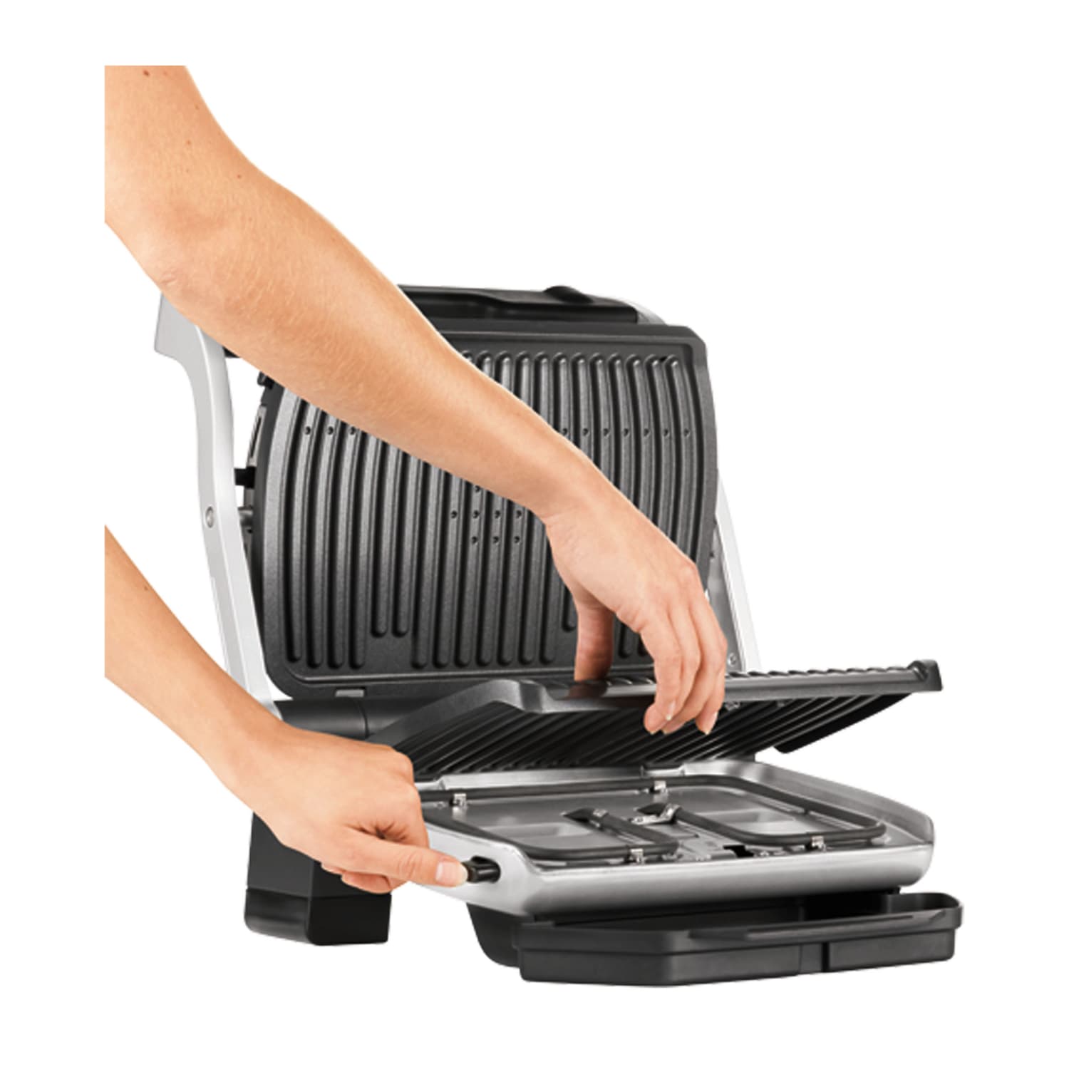 T-Fal Optigrill+, 14-3/4inH x 12-5/8W x 12-5/8inD, Silver - Image 6