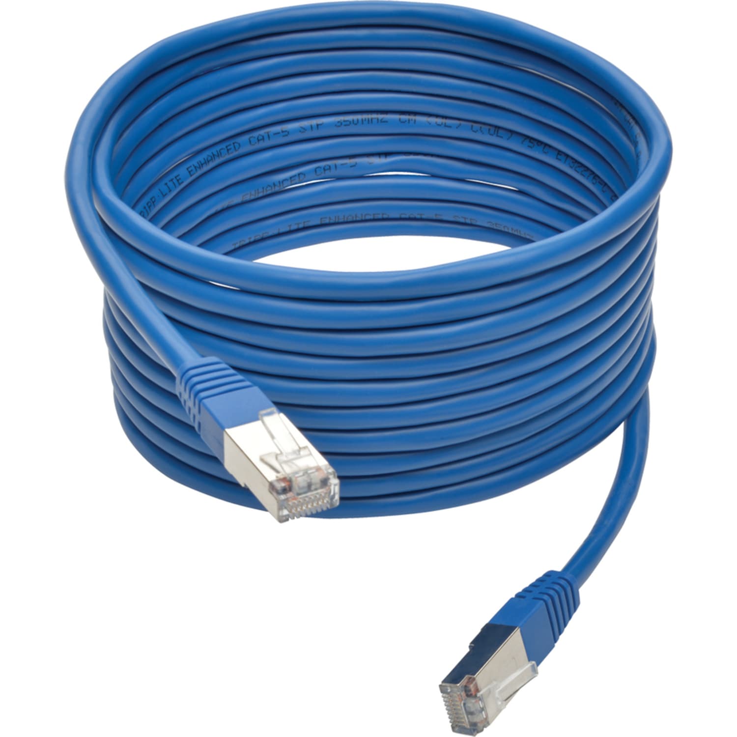 Tripp Lite Cat5e 350 MHz Molded Shielded (STP) Ethernet Cable (RJ45 M/M) PoE Blue 15 ft. (4.57 m) - Blue - Image 3