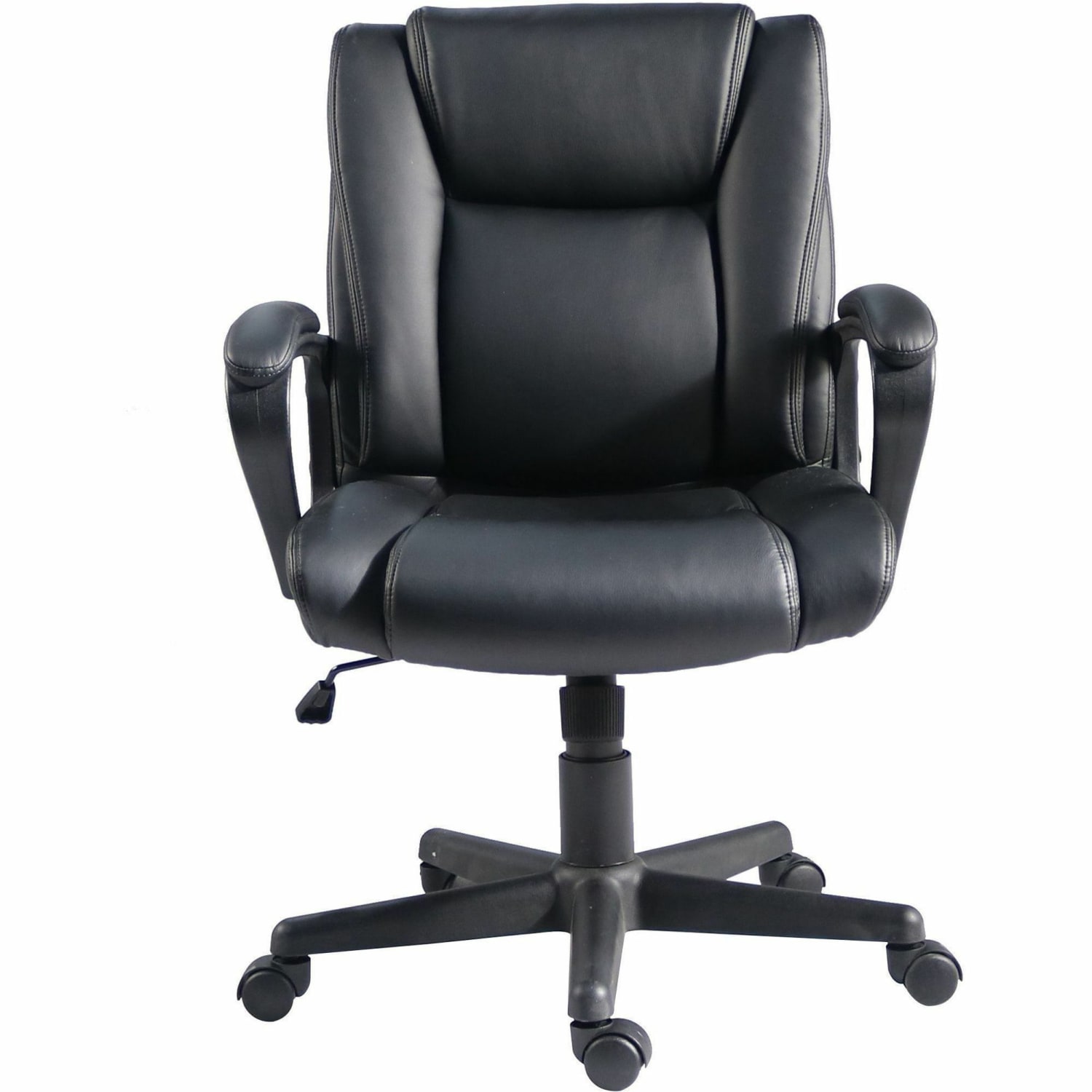 Lorell SOHO Mid-back Chair - Mid Back - Black - PU Leather - Armrest - 1 Each - Image 3