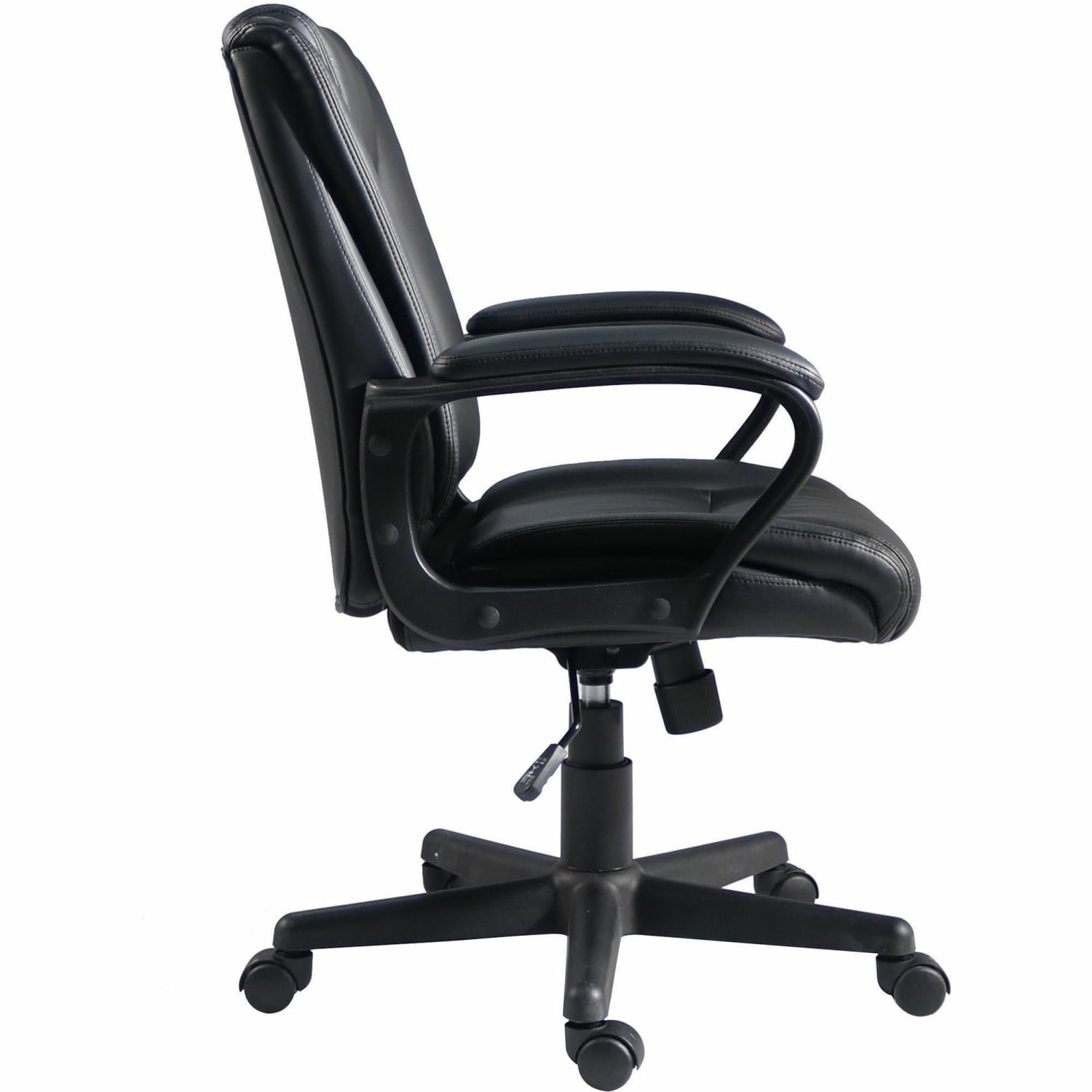 Lorell SOHO Mid-back Chair - Mid Back - Black - PU Leather - Armrest - 1 Each - Image 4