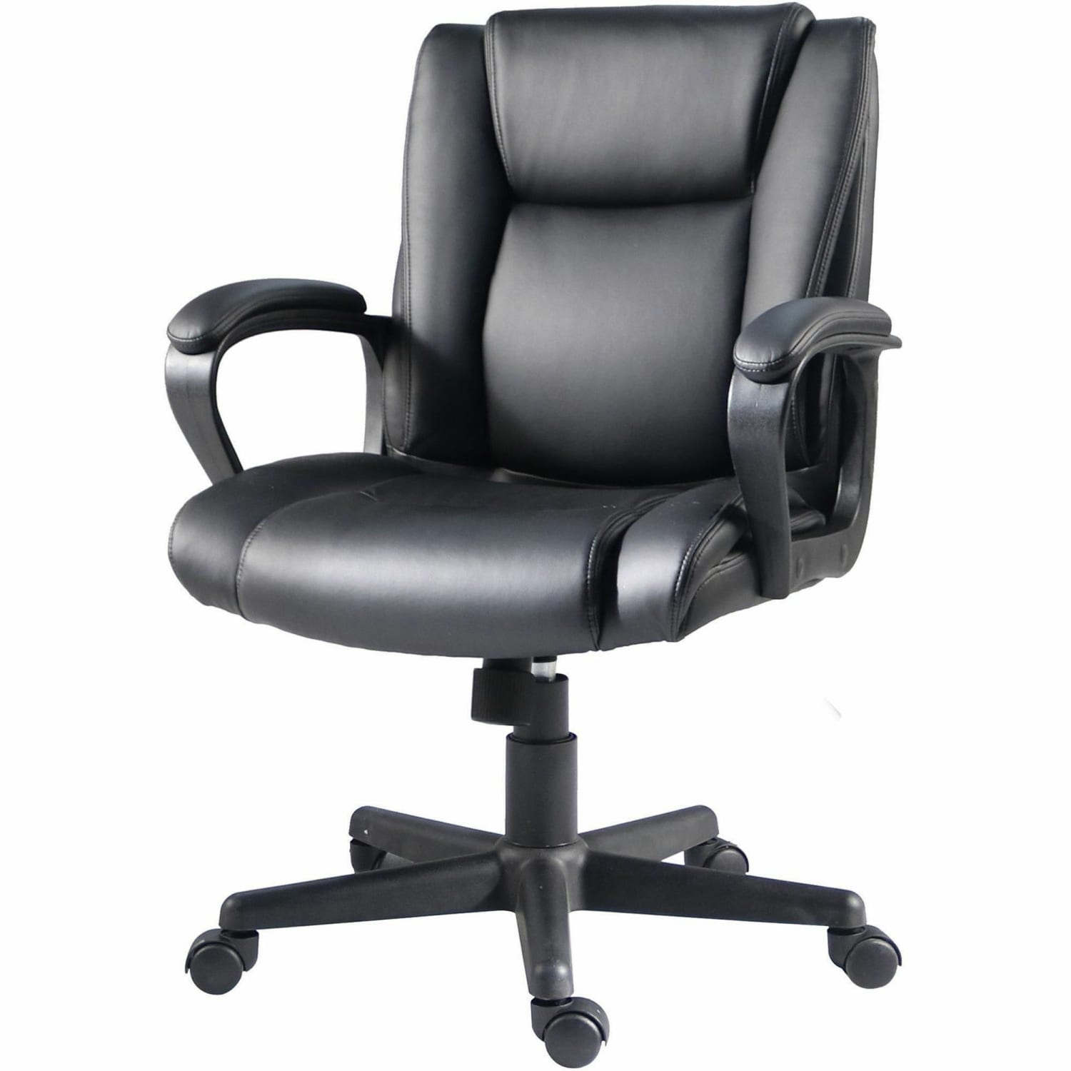 Lorell SOHO Mid-back Chair - Mid Back - Black - PU Leather - Armrest - 1 Each - Image 5