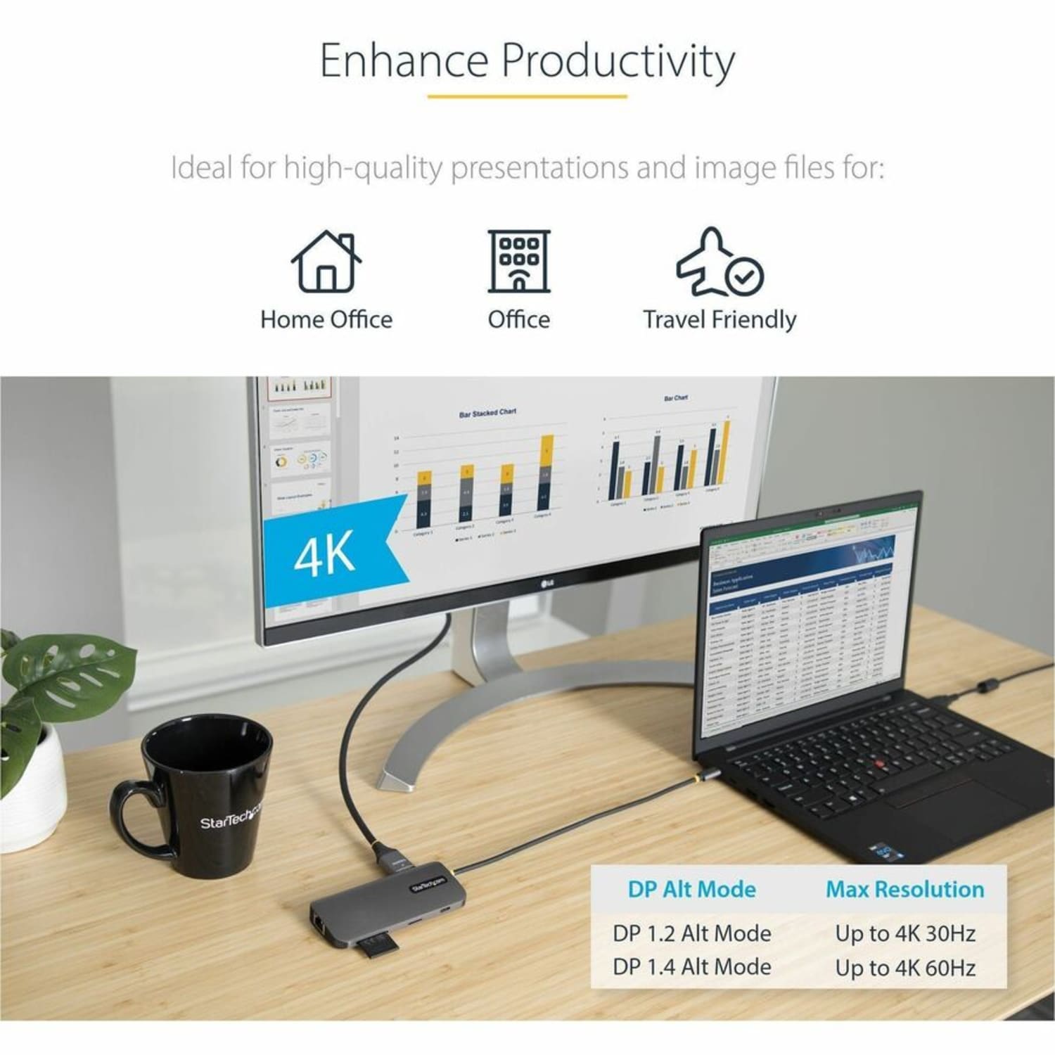 StarTech.com USB C Multiport Adapter, 4K 60Hz HDMI HDR10 Video, 3 Port 5Gbps USB 3.2 Hub, 100W Power Delivery, GbE, SD/MicroSD, Mini Dock - Image 4