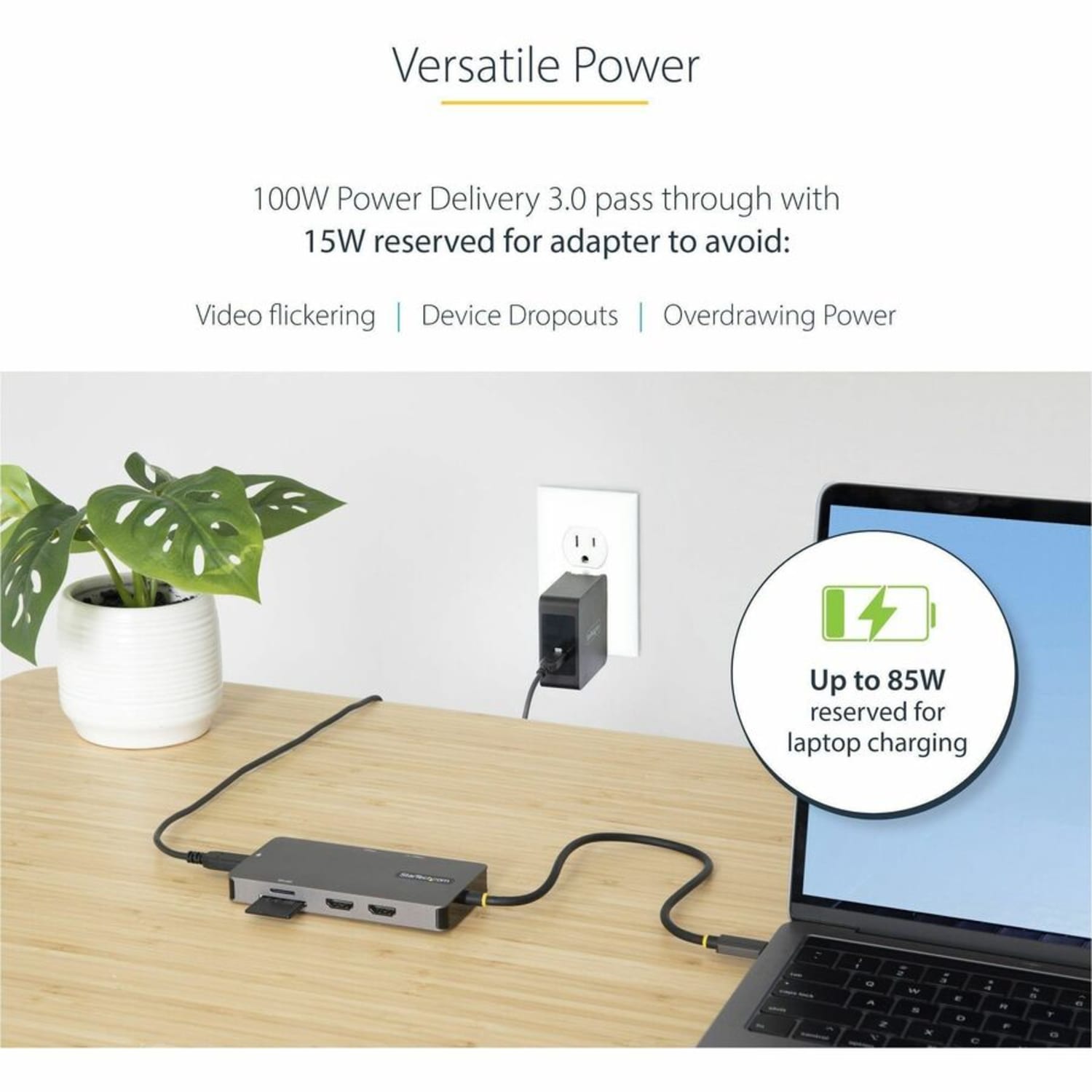 StarTech.com USB C Multiport Adapter, Dual HDMI, 4K 60Hz, 2x 5Gbps USB-A 3.1 Hub, 100W Power Delivery, GbE, SD/MicroSD, USB C Mini Dock - Image 5