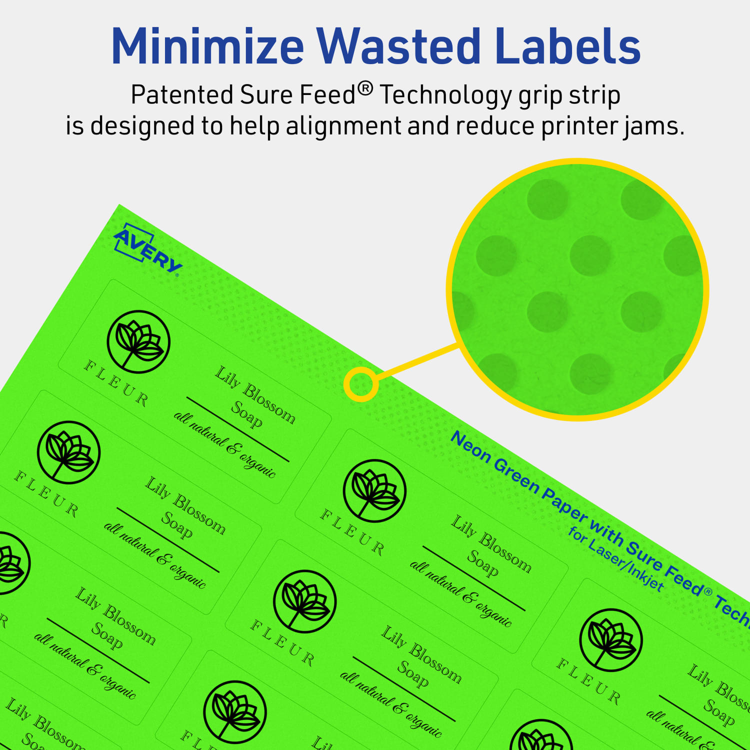 Avery Printable Labels With Sure Feed Technology, 94221-NGP10, Rectangle, 1in x 2-1/2in, Matte Neon Green, Pack of 240 - Image 5