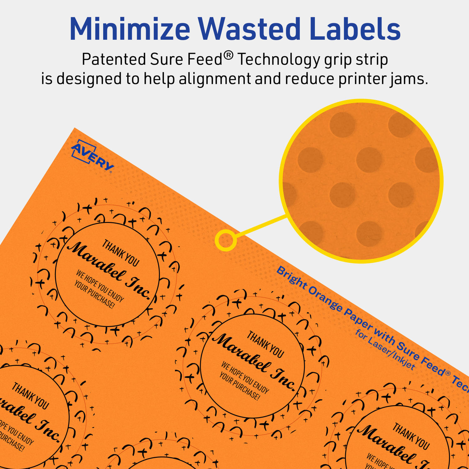 Avery Print-To-The-Edge Labels With Sure Feed Technology And Easy Peel Label Feature, 94501-BOP10, Round, 2in, Matte Bright Orange, Pack of 120 - Image 5
