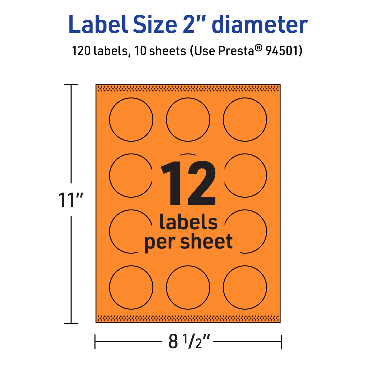 Avery Print-To-The-Edge Labels With Sure Feed Technology And Easy Peel Label Feature, 94501-BOP10, Round, 2in, Matte Bright Orange, Pack of 120 - Image 6
