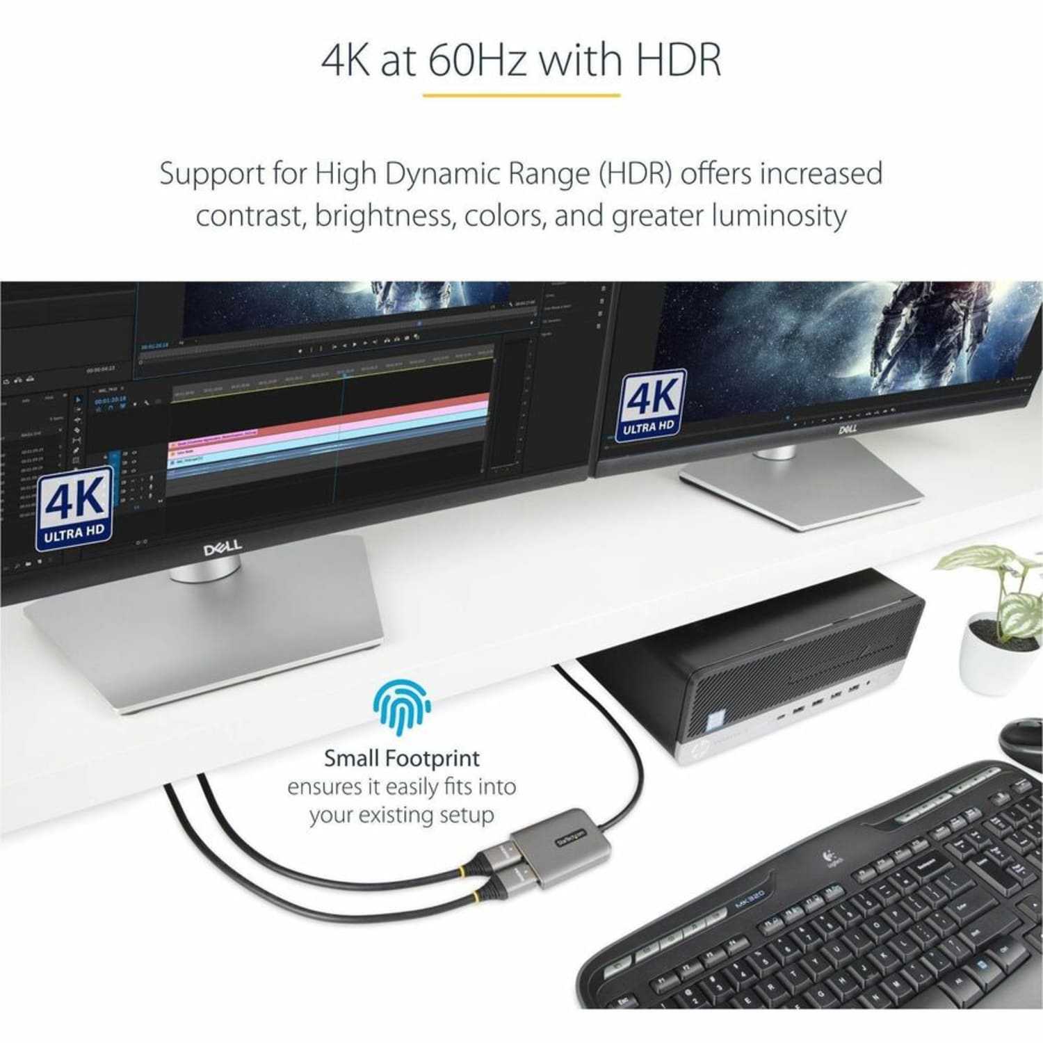 StarTech DP to Dual HDMI MST HUB, Dual HDMI 4K 60Hz, 2 Port DisplayPort Multi Monitor Adapter with 1ft/30cm Cable, DP 1.4 - Image 5