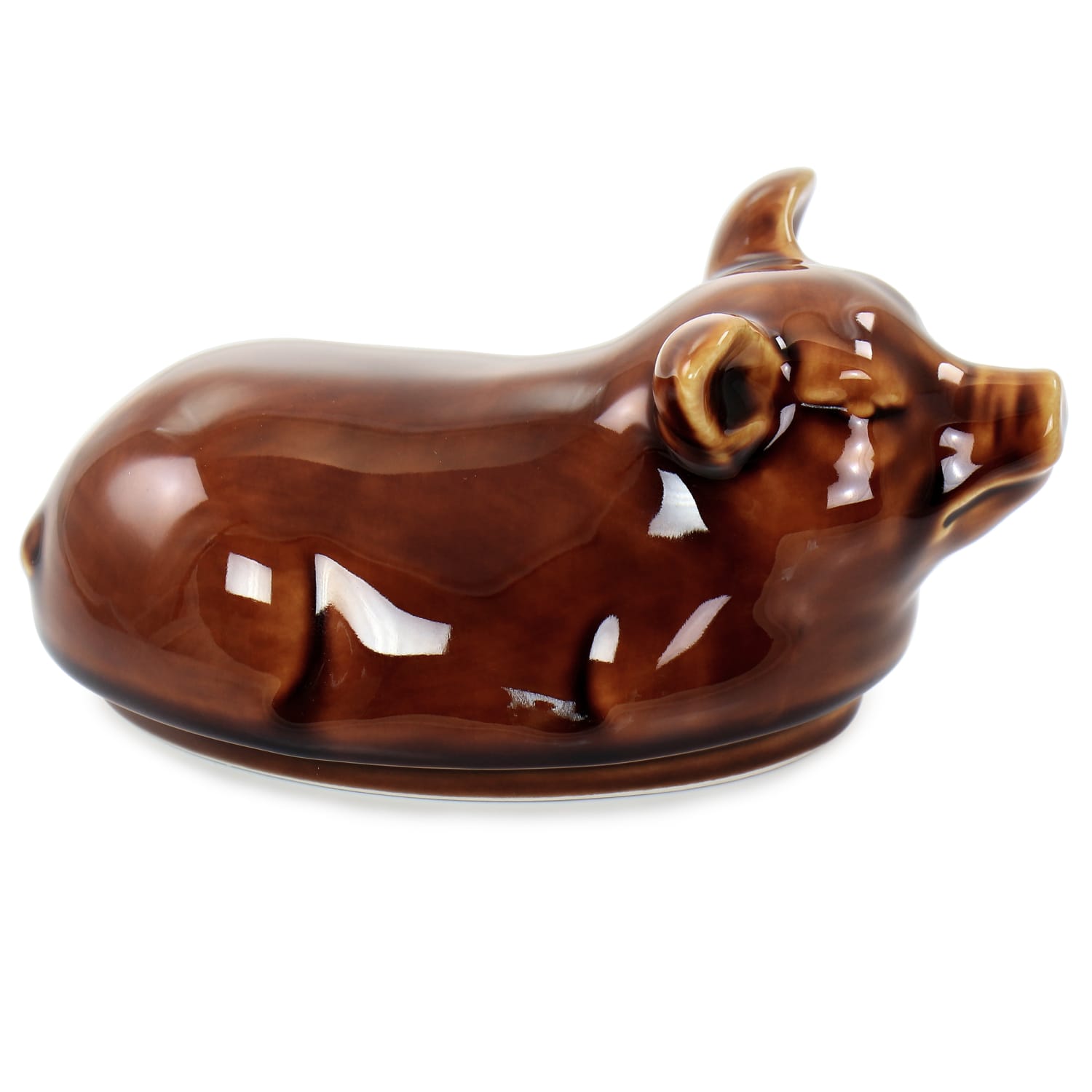 Martha Stewart Stoneware Sculpted Pig Covered Oval Baker, 6in, Brown - Image 6