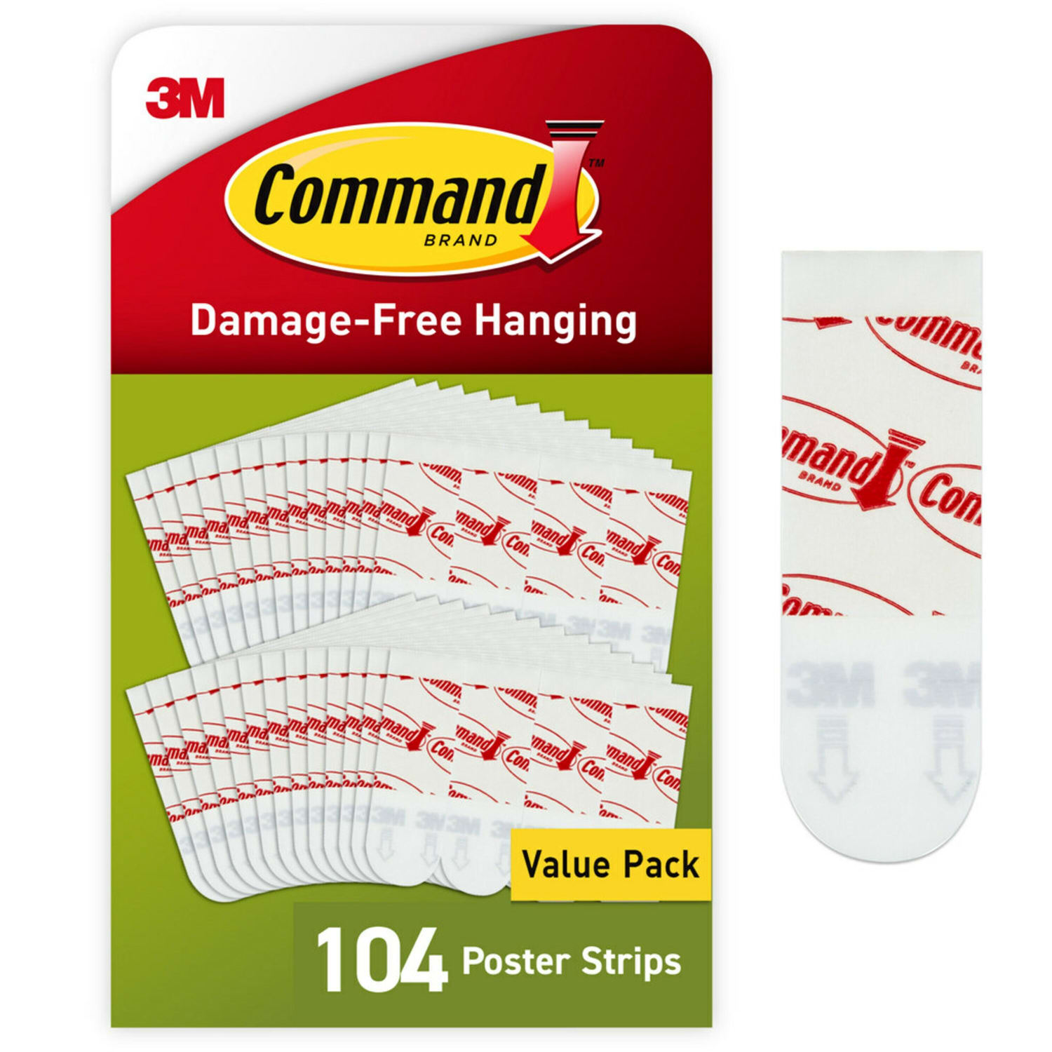 Command Poster Strips, 104 White Adhesive Strips, Damage Free Hanging Picture Hangers, No Tools Wall Hanging Strips For Living Spaces - Image 4