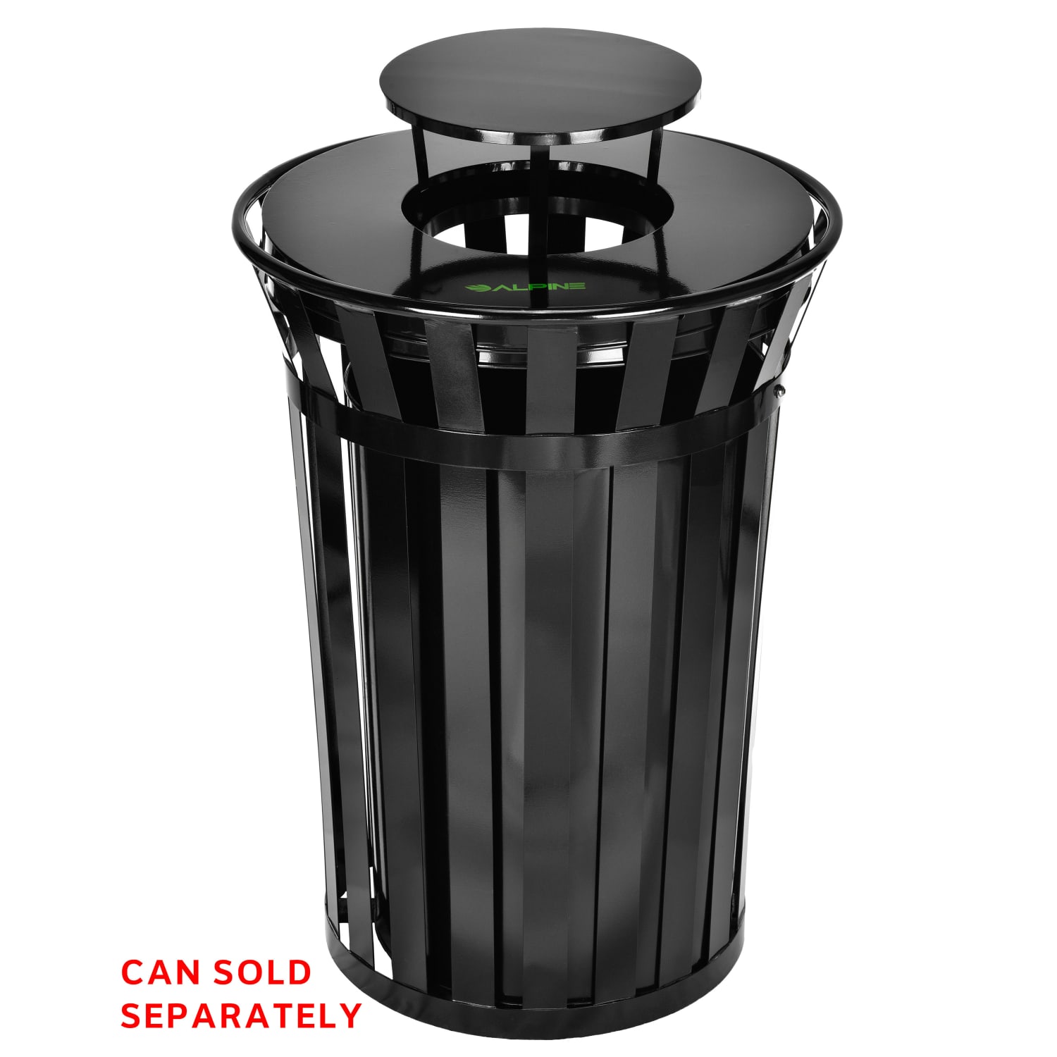 Alpine Rain Bonnet Lid For 38-Gallon Outdoor Metal Waste Receptacle, 7-5/8in x 24-1/4in, Black - Image 4