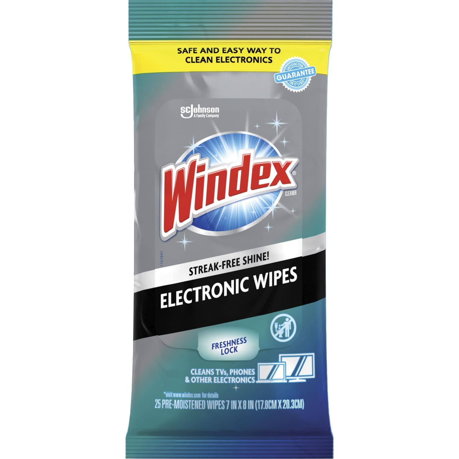 Windex Electronic Wipes - For Multipurpose, Multi Surface - Non-drip, Ammonia-free, Pre-moistened, Strea - SJN319248CT