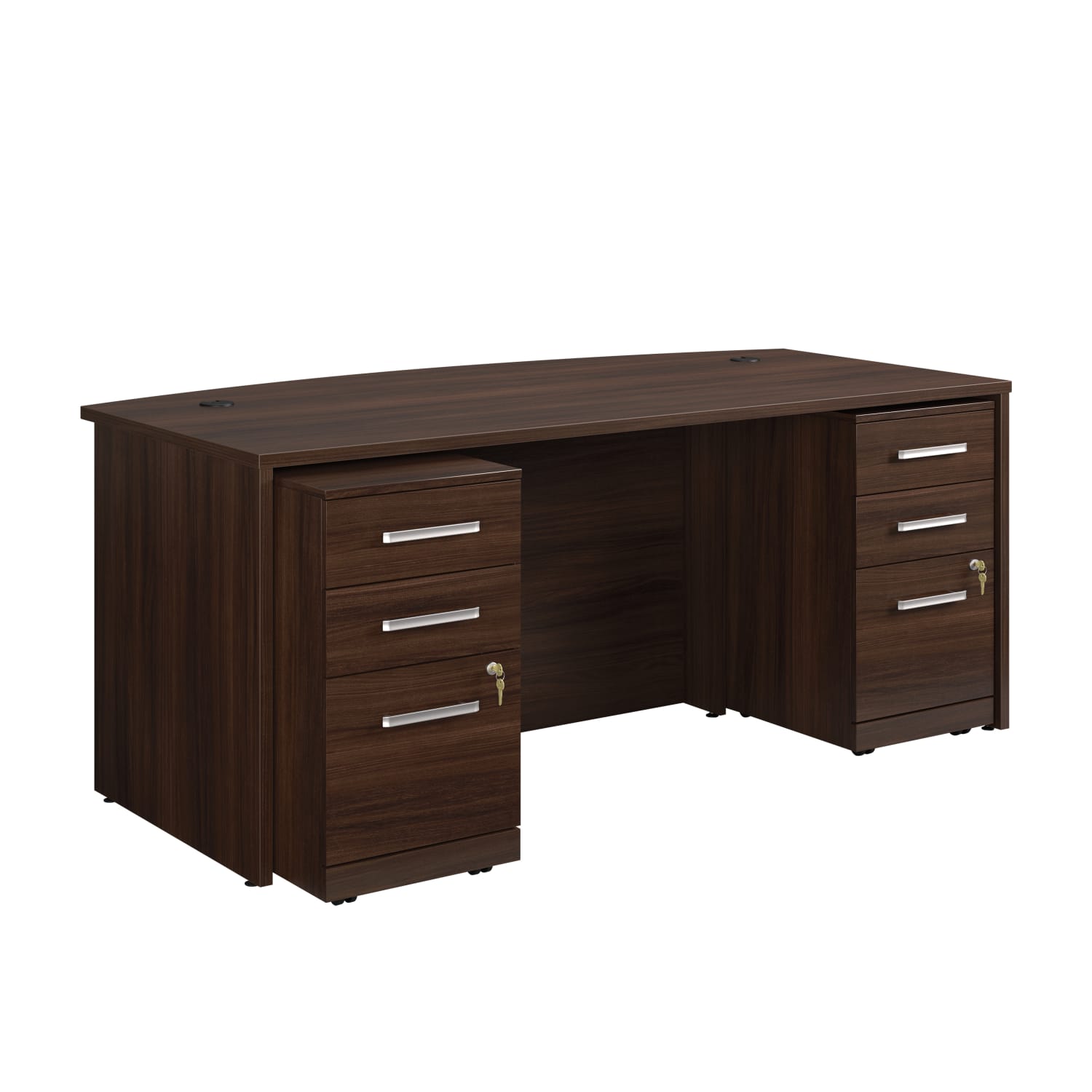 Sauder Affirm 72inW Bowfront Executive Desk With Two 3-Drawer Mobile Pedestal Files, Noble Elm - Image 4