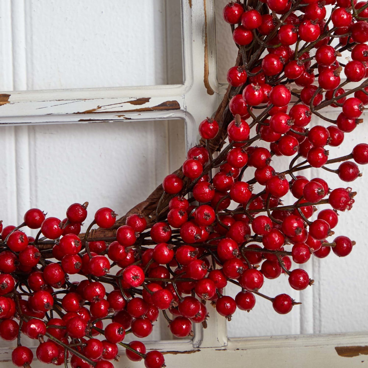 Nearly Natural Berry Artificial Wreath, 22in x 5in, Red - Image 5