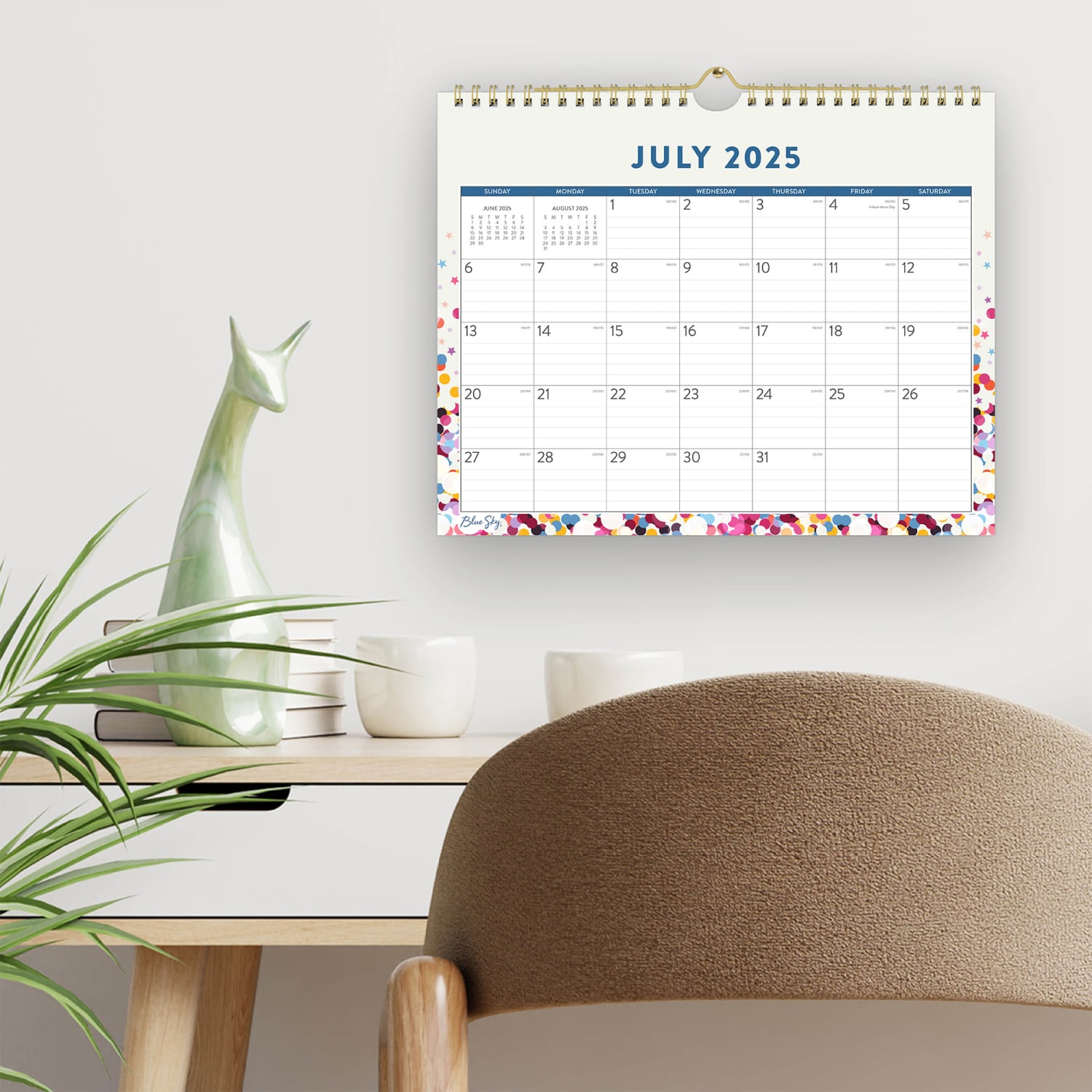 2025-2026 Blue Sky Monthly Academic Wall Calendar, 11in x 8-3/4in, Star Confetti Bright, July 2025 To June 2026, 148671 - Image 4