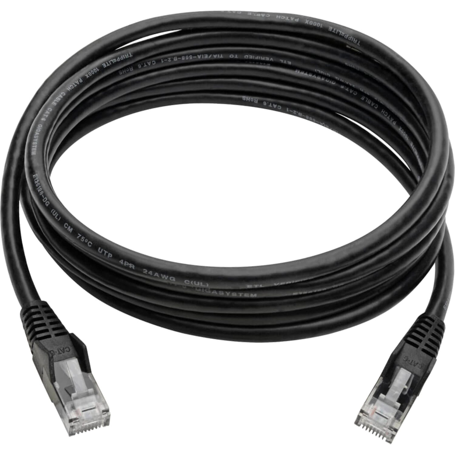 Tripp Lite Cat6 GbE Gigabit Ethernet Snagless Molded Patch Cable UTP Black RJ45 M/M 8ft 8ft - 1x RJ-45 Male Network - N201008BK - Image 6
