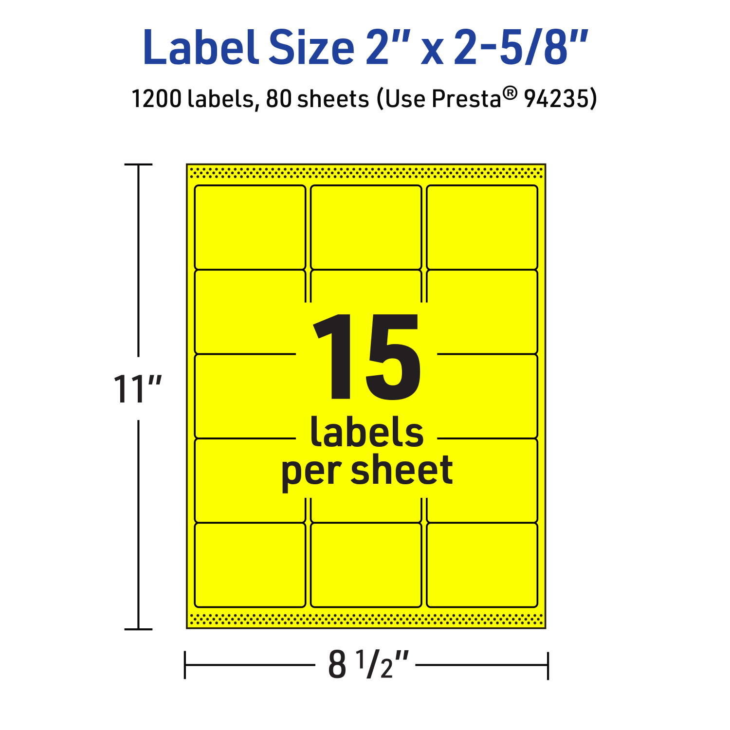 Avery Printable Labels With Sure Feed Technology, 94235-NYP80, Rectangle, 2in x 2-5/8in, Matte Neon Yellow, Pack of 1200 - Image 6