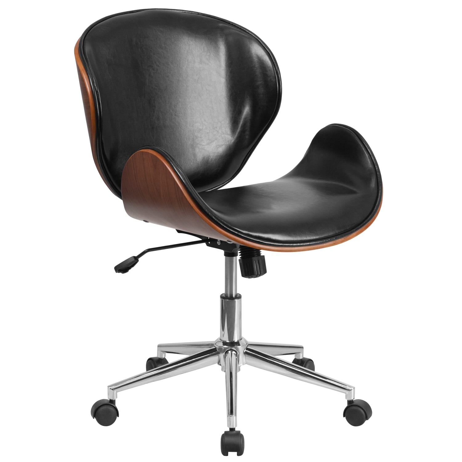 Flash Furniture Mid-Back Swivel Conference Chair, Black/Silver - Image 3