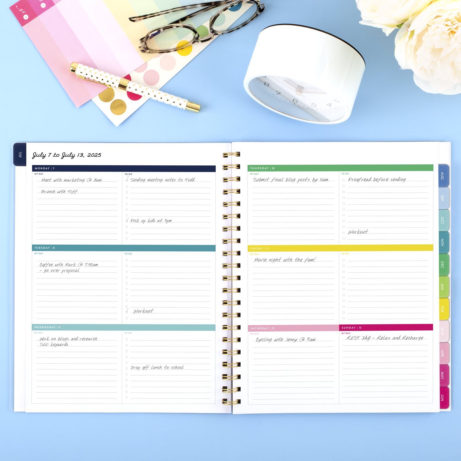 Simplified by Emily Ley for AT-A-GLANCE Academic 2025-2026 Customizable Weekly Monthly Planner, Lilac Plaid, Large, 8 1/2in x 11in - Image 3