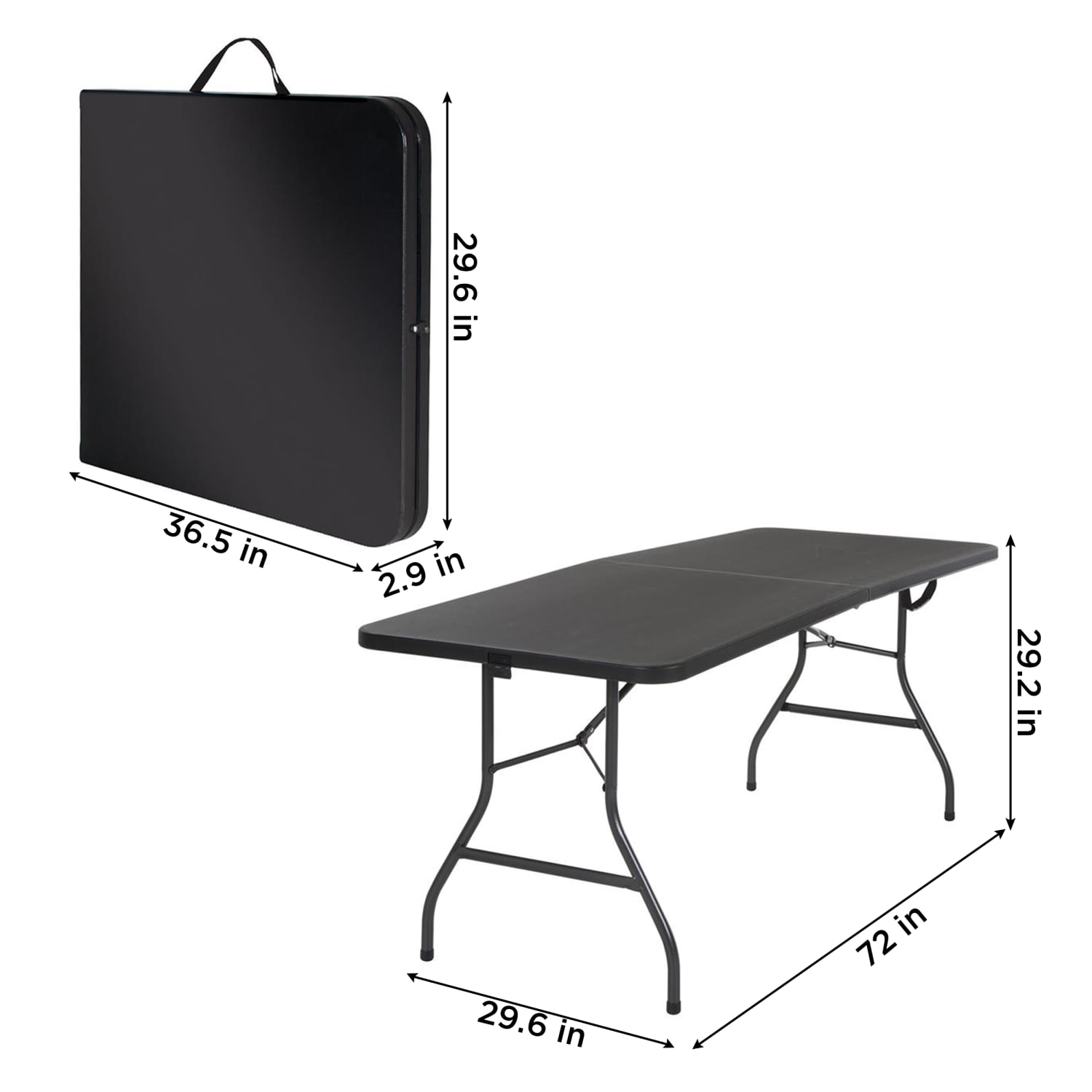 COSCO Fold-in-Half Banquet Table With Handle, 29inH x 30inW x 29-1/2inD, Black - Image 5