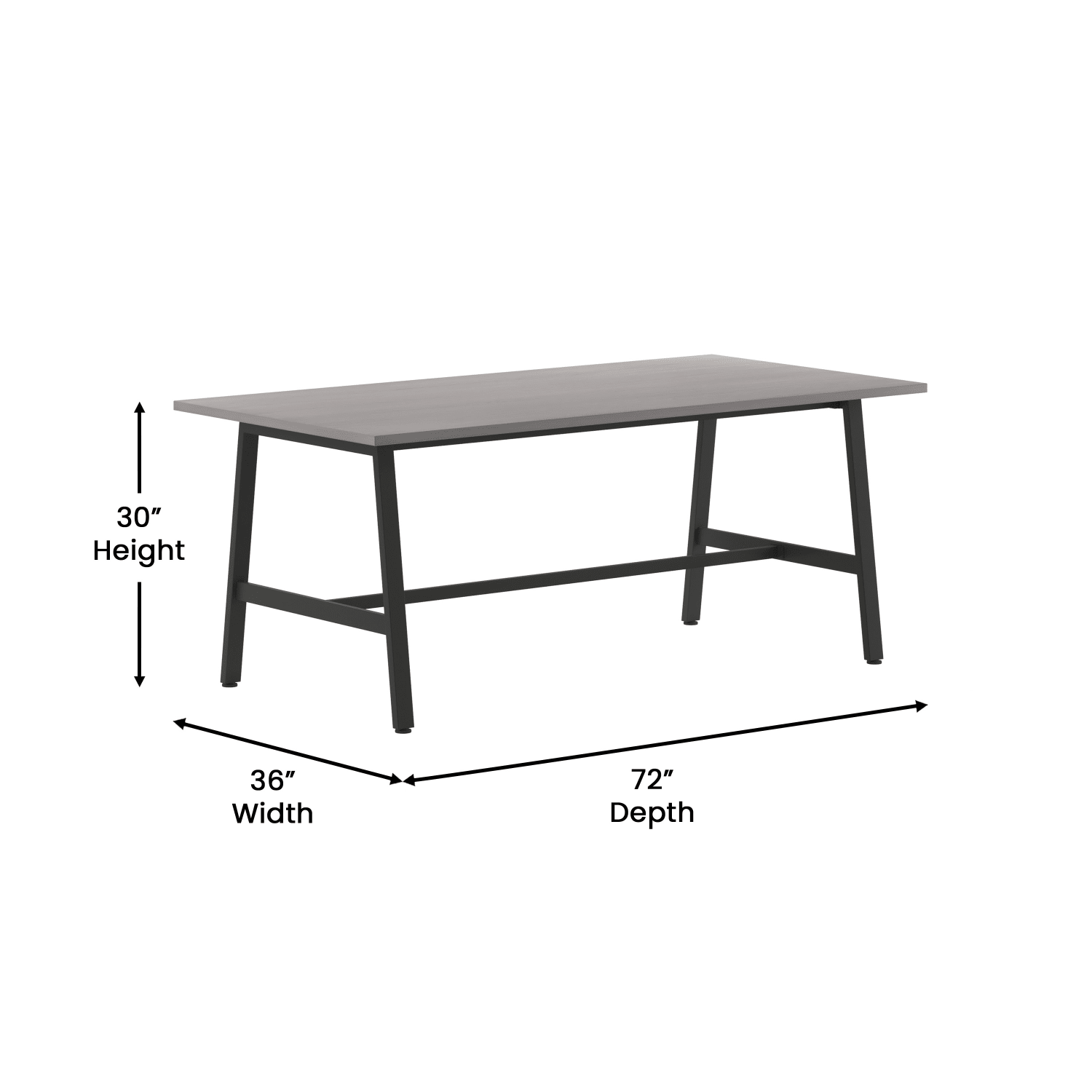 Flash Furniture Redmond Commercial 72x36 Conference Table with 1in Thick Double Sided Laminate Table Top with PVC Edging and Heavy Duty A-Frame Steel Base, Gray Oak - Image 6