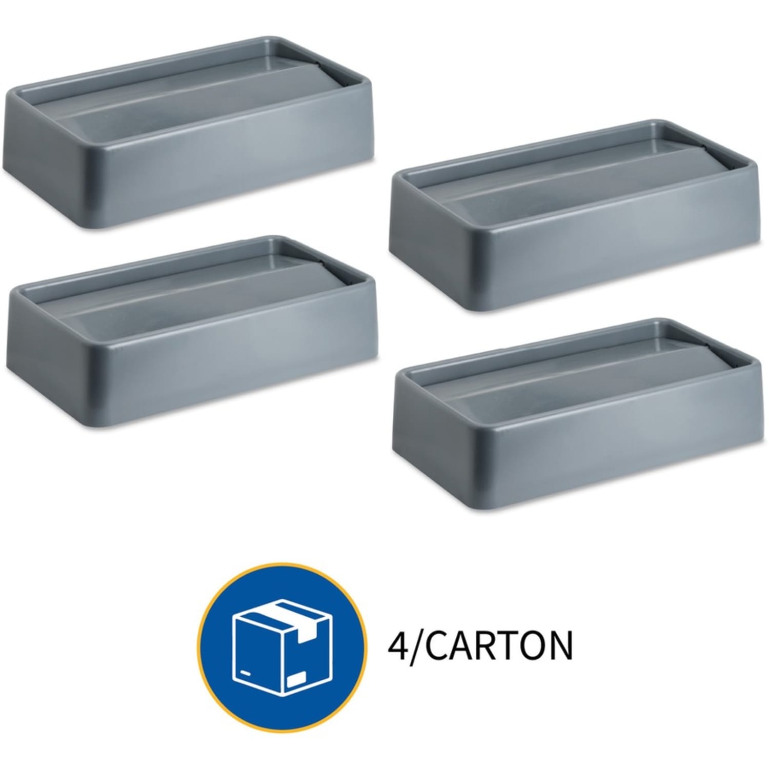 Genuine Joe Space-saving Container Swing Lid - Rectangular - Gray - 4 / Carton - Image 4