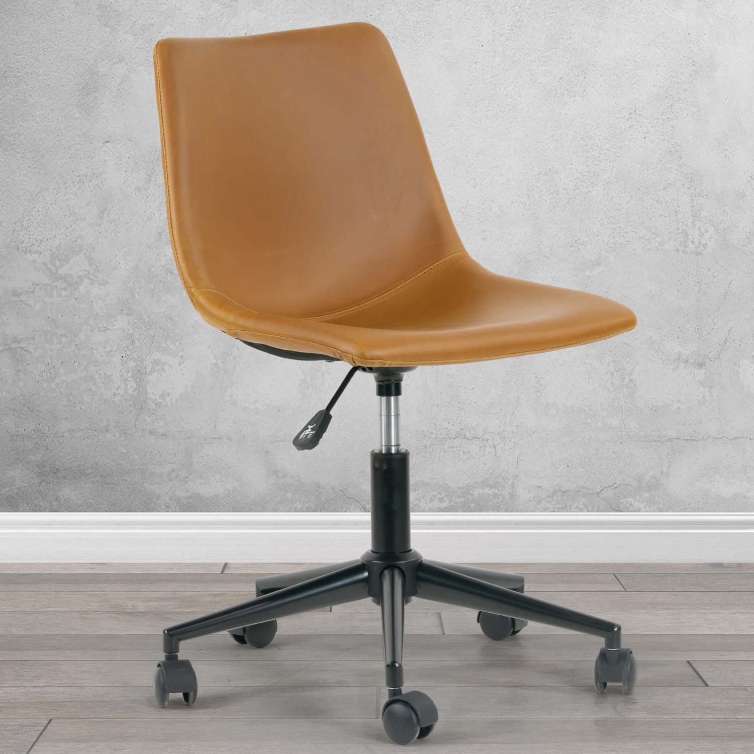 Glamour Home Adan Ergonomic Faux Leather Mid-Back Adjustable Height Swivel Office Task Chair, Brown - Image 8
