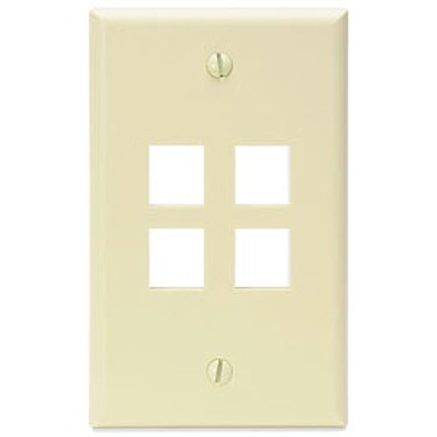 Leviton QuickPort - Wall mount plate - ivory - 4 ports - Image 3
