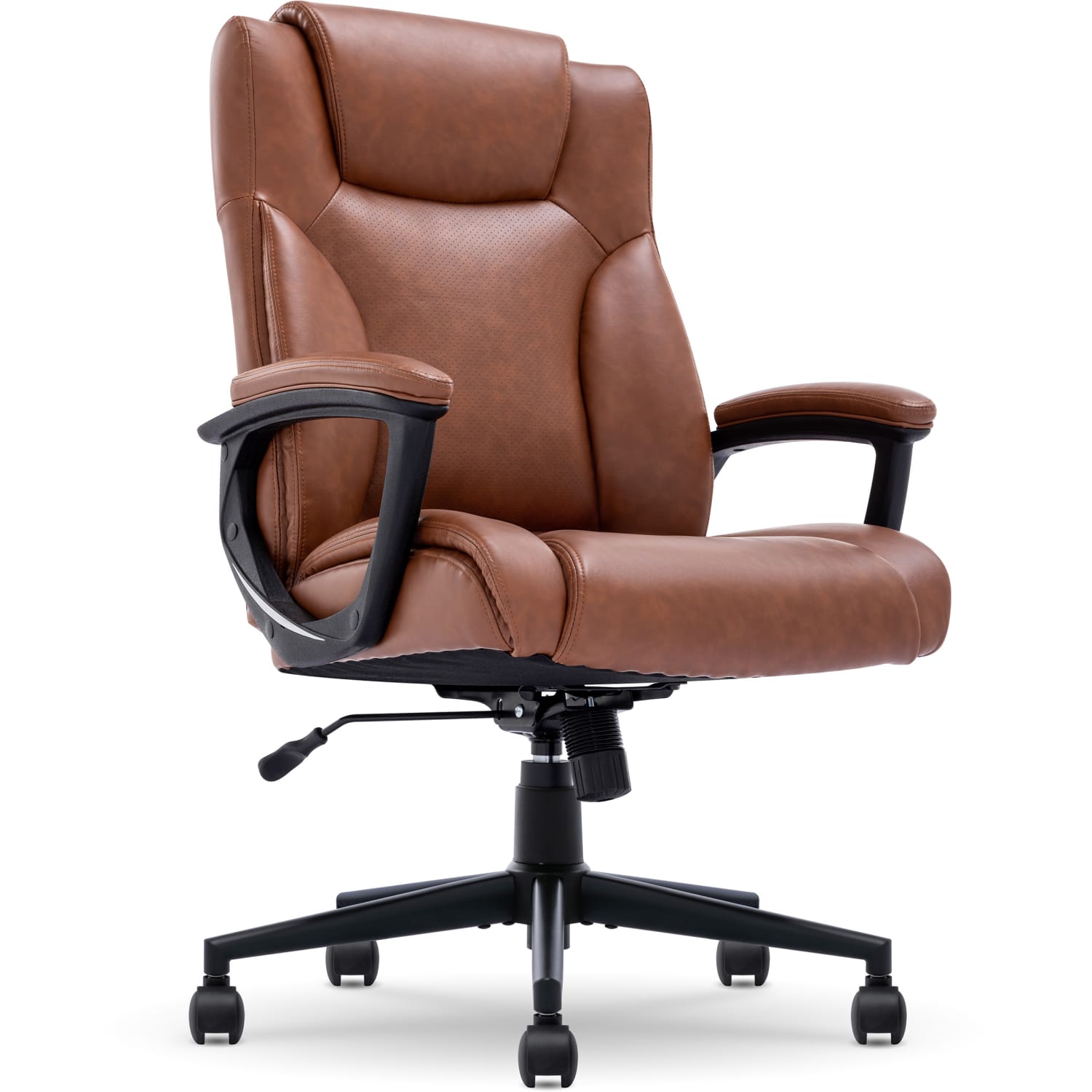 Serta Connor Ergonomic Bonded Leather High-Back Executive Office Chair, Cognac