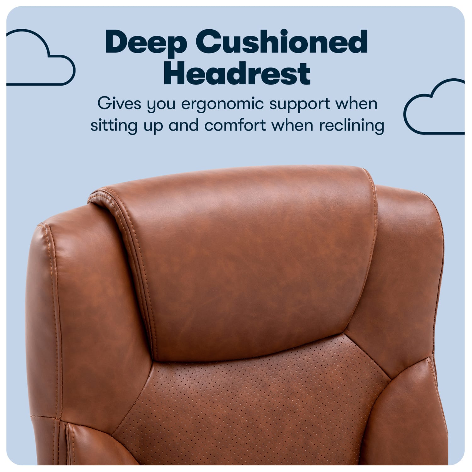 Serta Connor Ergonomic Bonded Leather High Back Executive Office Chair Cognac PopularChairscom