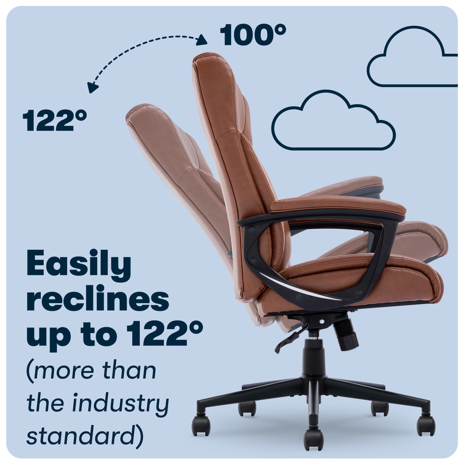 Serta Connor Ergonomic Bonded Leather High Back Executive Office Chair Cognac PopularChairscom
