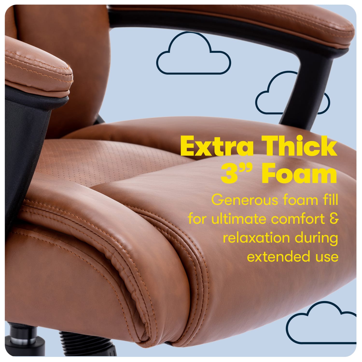 Serta Connor Ergonomic Bonded Leather High Back Executive Office Chair Cognac PopularChairscom