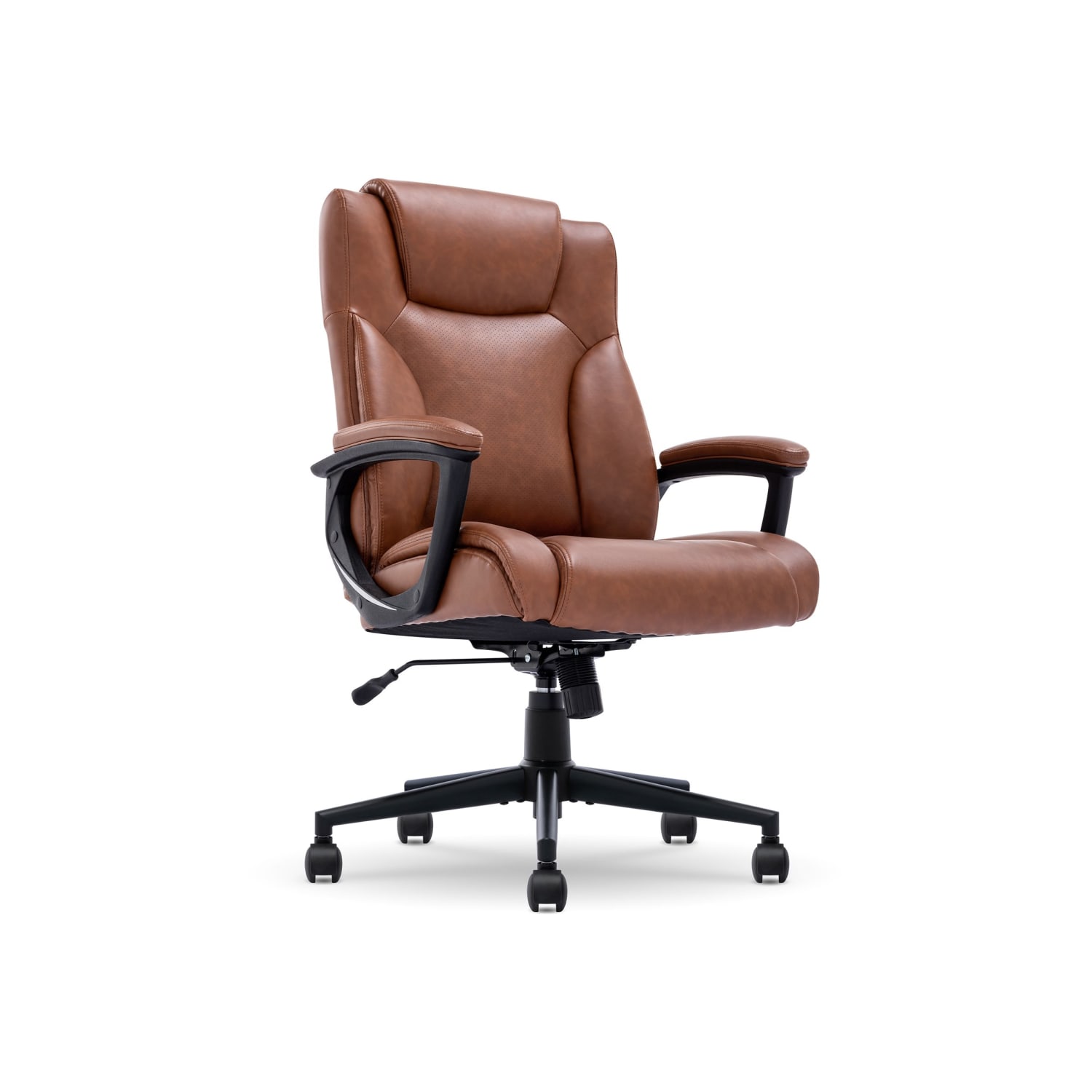 Serta Connor Ergonomic Bonded Leather High Back Executive Office Chair Cognac PopularChairscom