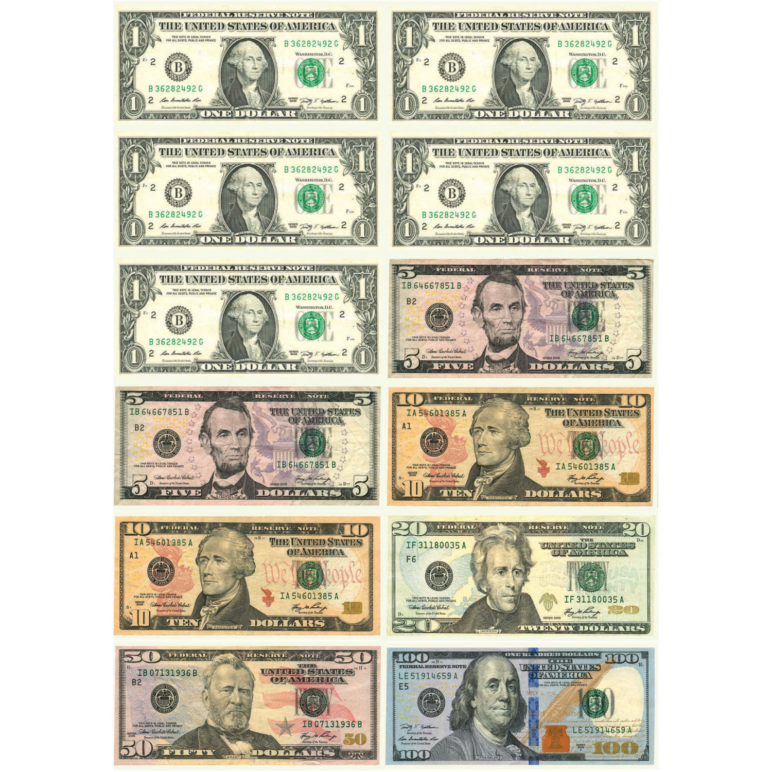 Ashley Math Die-Cut Money Magnets, U.S. Dollars, Pack Of 12 Magnets, Set Of 6 Packs - Image 3
