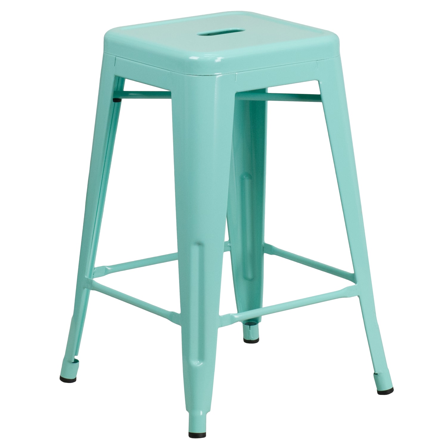 Flash Furniture 24inH Commercial-Grade Metal Backless Counter Stool, Mint Green - Image 3
