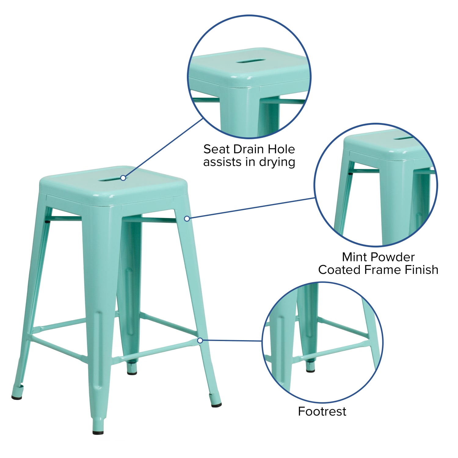 Flash Furniture 24H CommercialGrade Metal Backless Counter Stool Mint Green PopularChairscom Flash Furniture 24H Commercial Grade Metal Backless Counter Stool Mint Green PopularChairscom