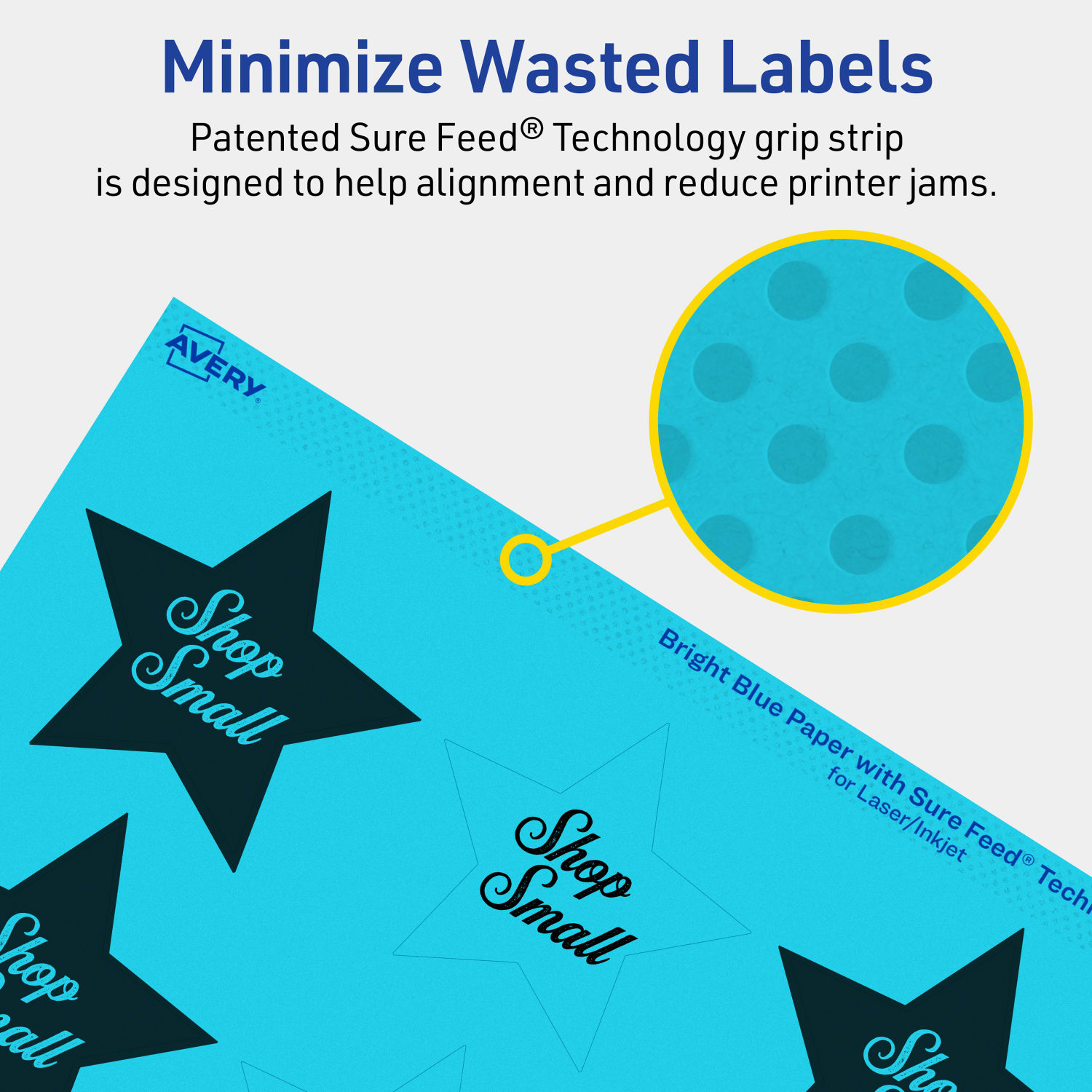 Avery Print-To-The-Edge Labels With Sure Feed Technology, 94611-BBP10, Star, 2-1/4in x 2-3/8in, Matte Bright Blue, Pack of 120 - Image 5