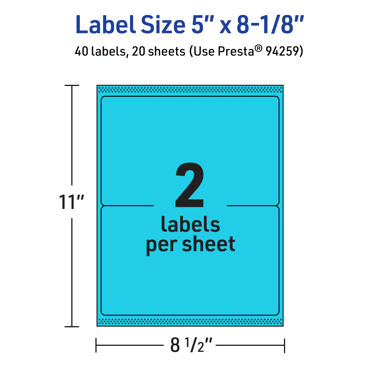 Avery Printable Labels With Sure Feed Technology, 94259-BBP20, Rectangle, 5in x 8-1/8in, Matte Bright Blue, Pack of 40 - Image 6