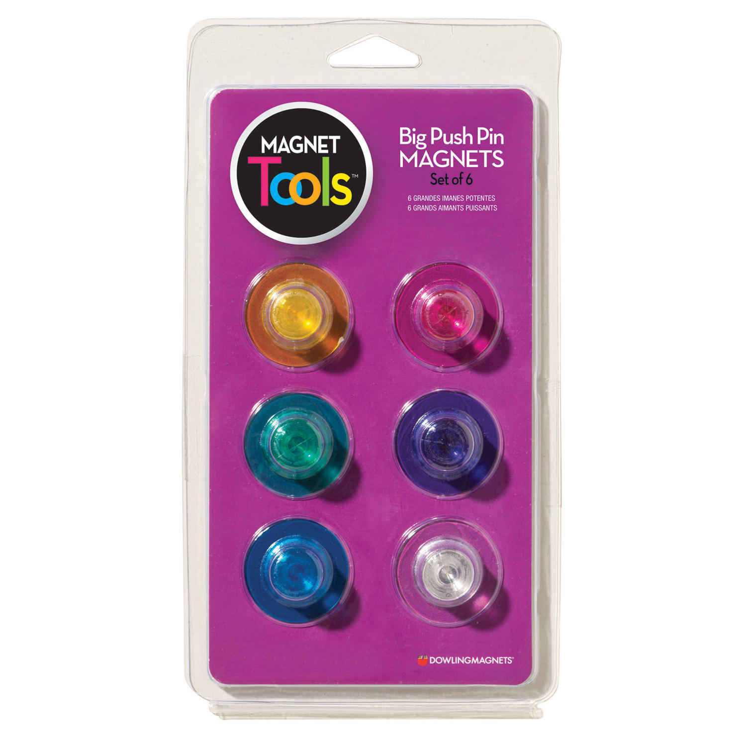 Dowling Magnets Magnet Tools Big Push Pin Magnets, 6 Magnets Per Pack, Set Of 3 Packs - Image 3