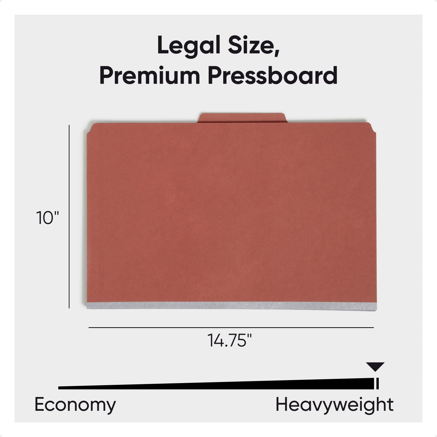 Smead Classification Folders, Pressboard With SafeSHIELD Fasteners, 2 Dividers, 2in Expansion, Legal Size, 100% Recycled, Red, Box Of 10 - Image 3