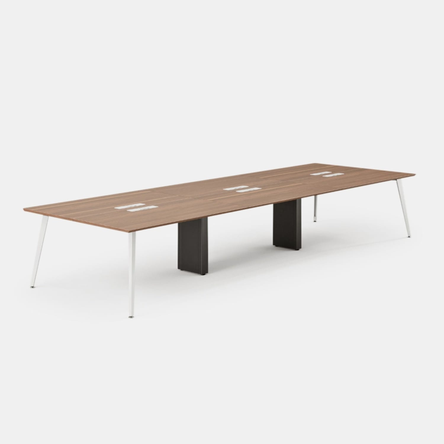 Branch Furniture 144inW 6-Person Computer Desk, Walnut Top/White Leg - Image 3