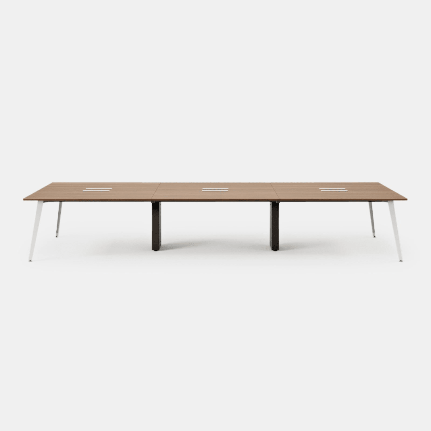 Branch Furniture 144inW 6-Person Computer Desk, Walnut Top/White Leg - Image 4
