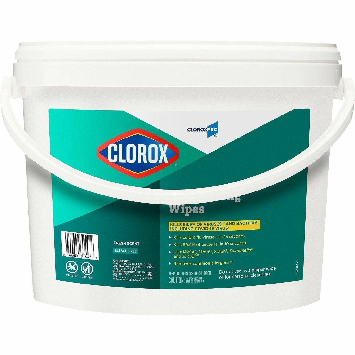 CloroxPro Disinfecting Wipes - Ready-To-Use - Fresh Scent - Pre-moistened, Anti-bacterial, Textured - White - 700 Tub - 24 / Bundle - Image 3